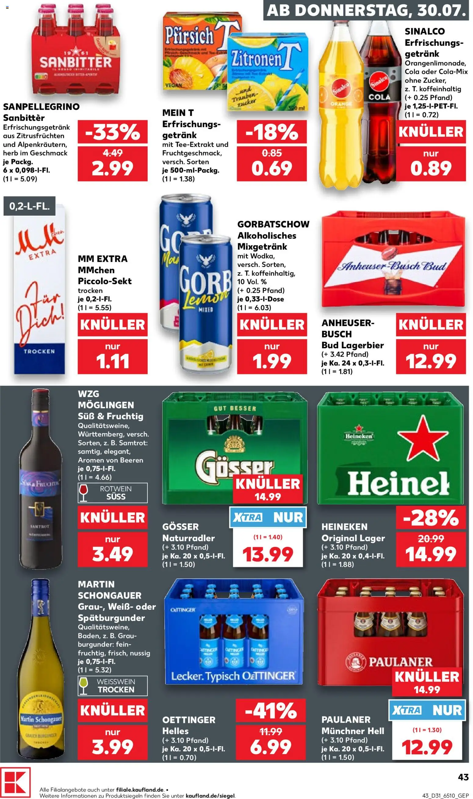 Kaufland Prospekt Köln – gültig ab 30.07.2026 | Seite: 43 | Produkte: Rotwein, Oettinger, Heineken, Zitronen