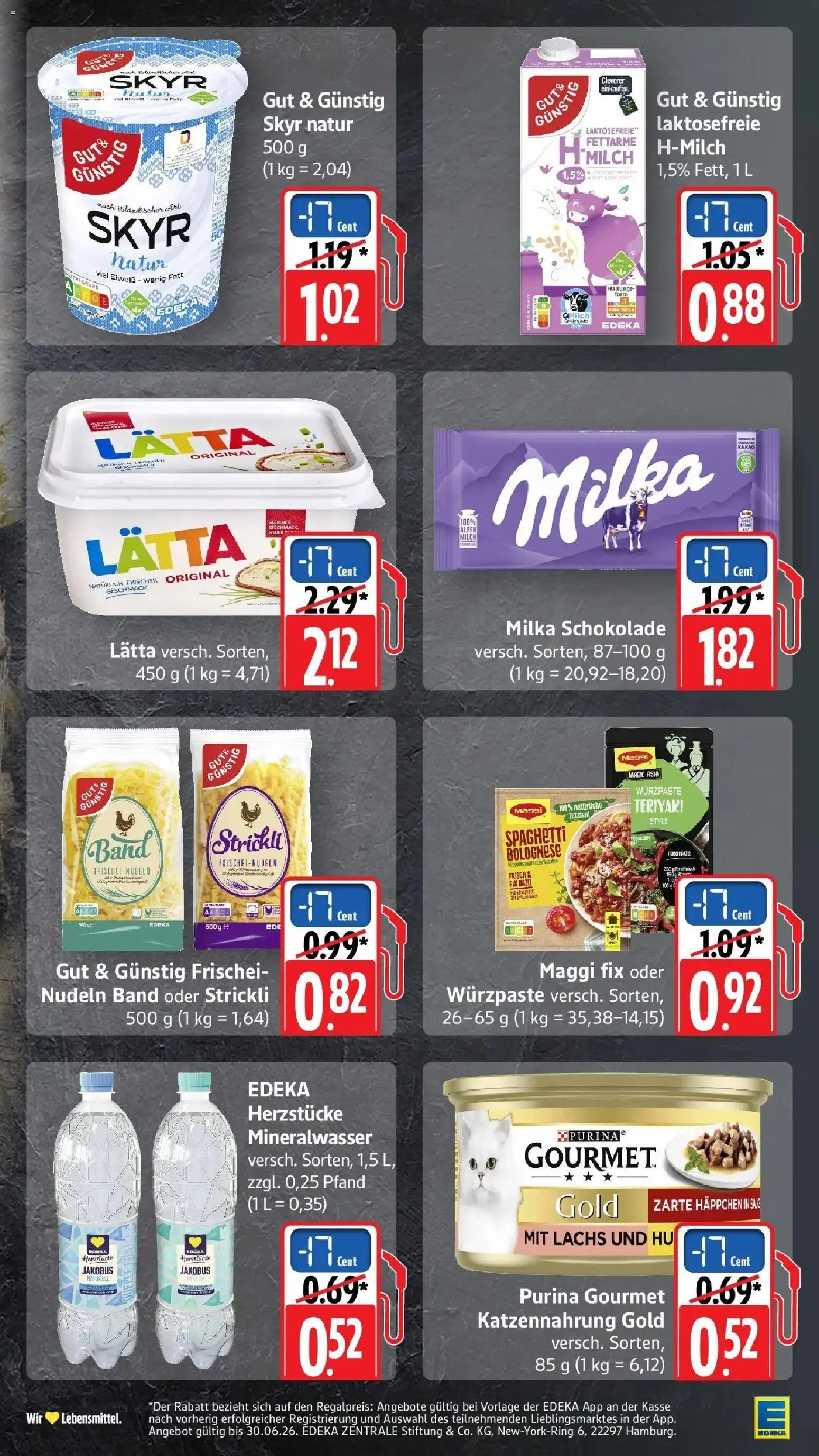 Edeka Prospekt Trier – gültig ab 08.06.2026 | Seite: 59 | Produkte: Milch, Mineralwasser, Lätta, Nudeln