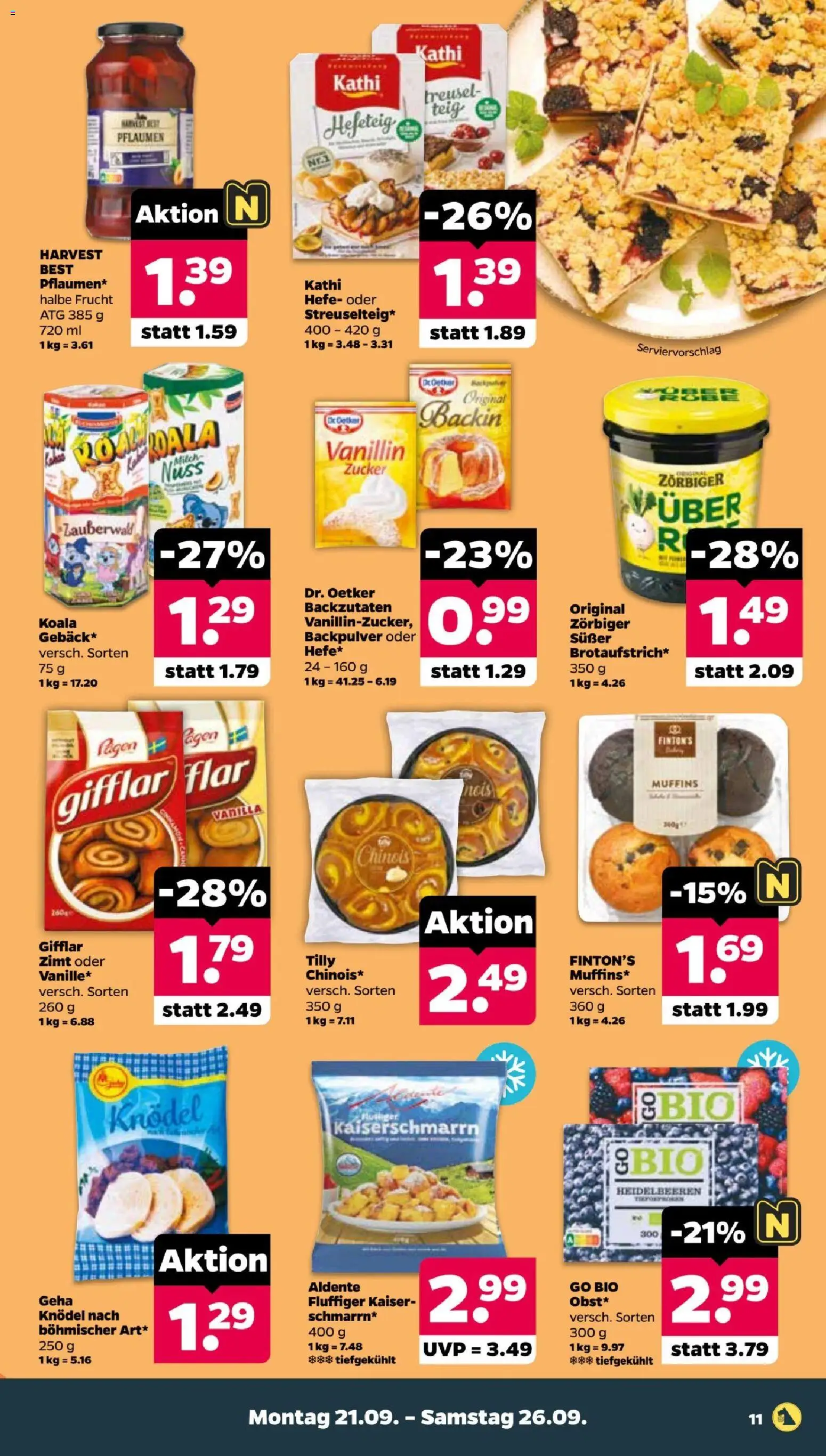 Netto Prospekt – gültig ab 21.09.2026 | Seite: 13 | Produkte: Pflaumen, Milch, Heidelbeeren, Zucker