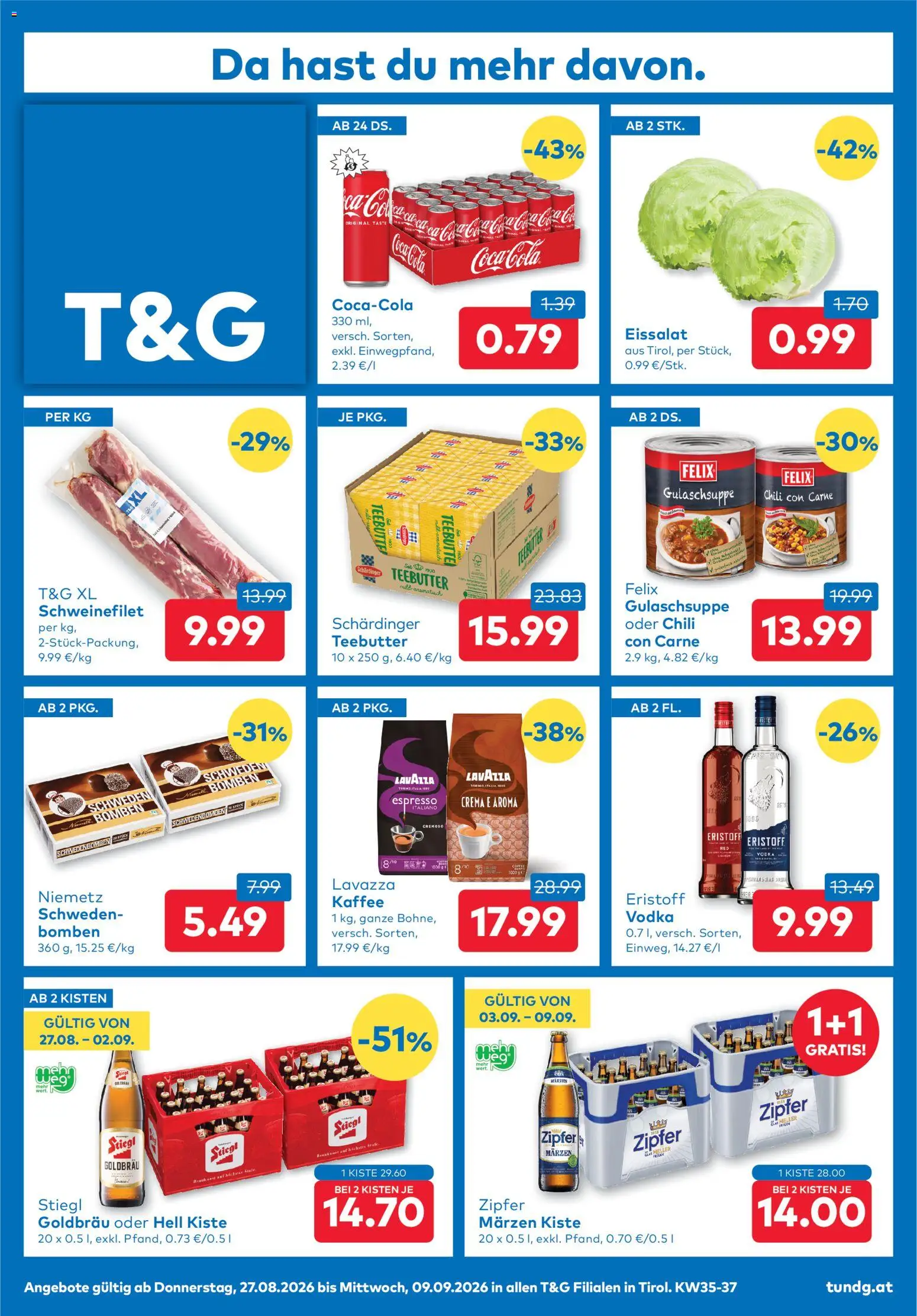 T&G Flugblatt gültig ab 27.08.2026 | Seite: 1 | Produkte: Chili, Kaffee