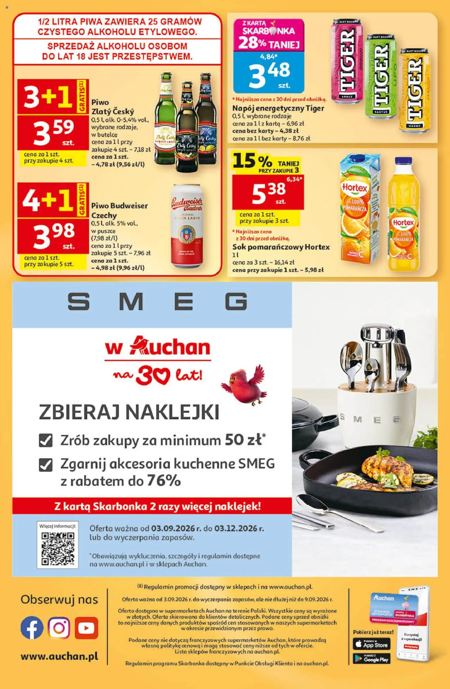 Auchan gazetka od 03.09.2026 | Strona: 8 | Produkty: Budweiser, Karta, Piwo Budweiser, Piwo