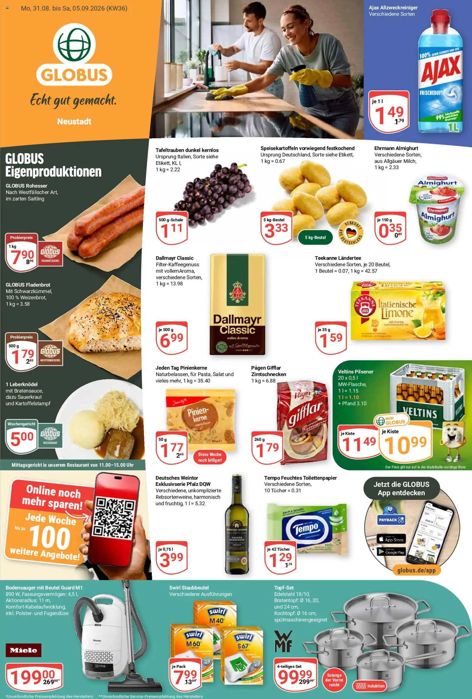 Globus Prospekt Neustadt a.d. Weinstraße – gültig ab 31.08.2026 | Seite: 5 | Produkte: Leberknödel, Miele, Ehrmann almighurt, Dallmayr