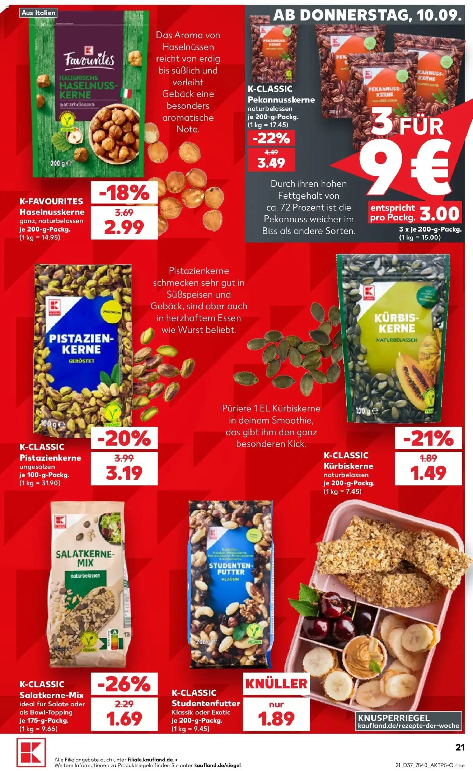 Prospekt Kaufland ab 07.09.2026 » Angebote Online zum Blättern | Seite: 30 | Produkte: Pistazien, Wurst, Kürbis