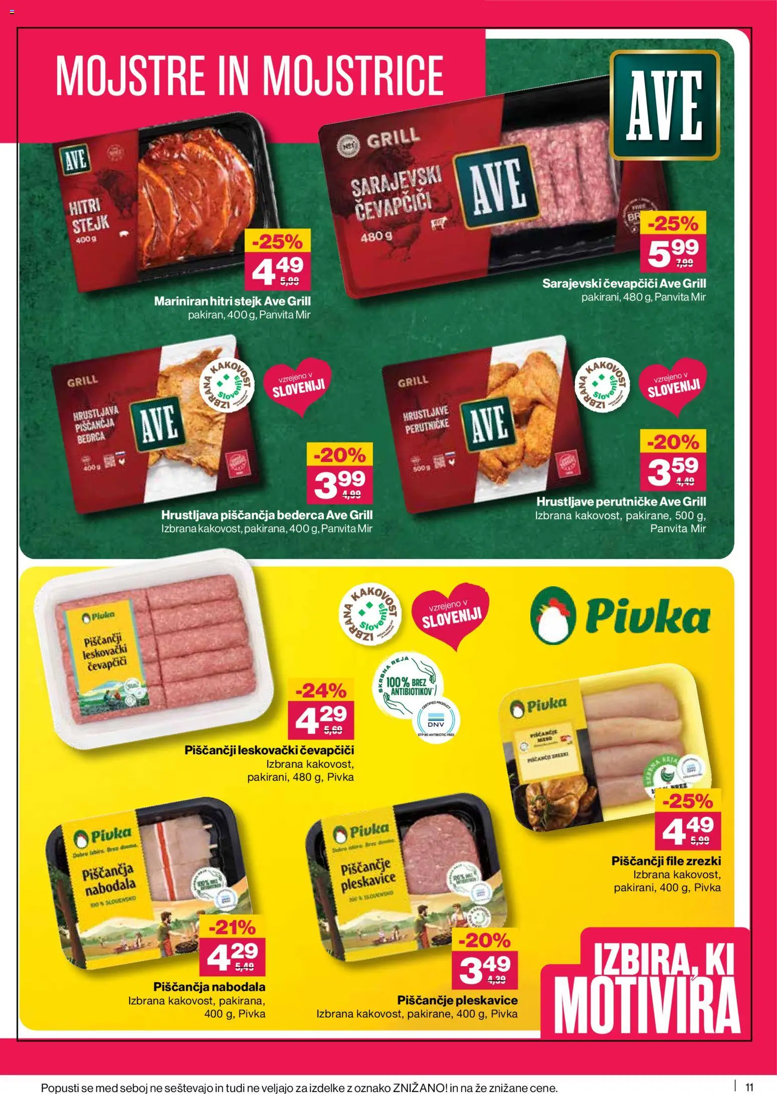 Novi Mercator katalog ponudbe – veljaven od 07.05.2026 | Stran: 11 | Izdelki: Čevapčiči, Pleskavice, Nabodala, Zrezki