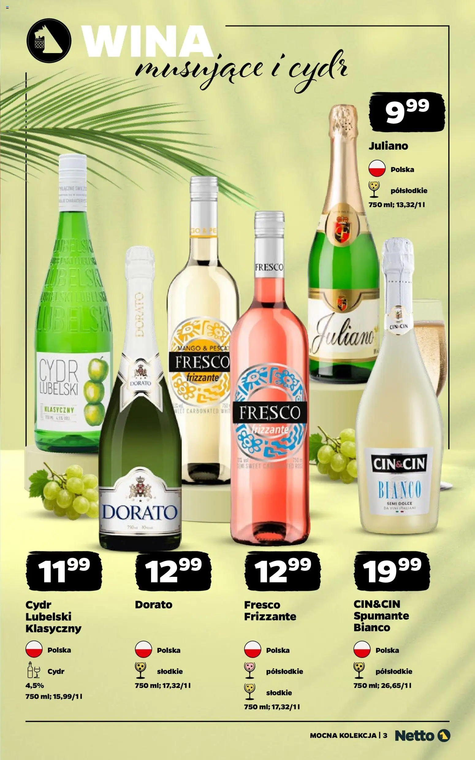 Netto gazetka - Wina od 06.07.2026 | Strona: 3 | Produkty: Mango, Cydr, Cin&cin bianco, Fresco