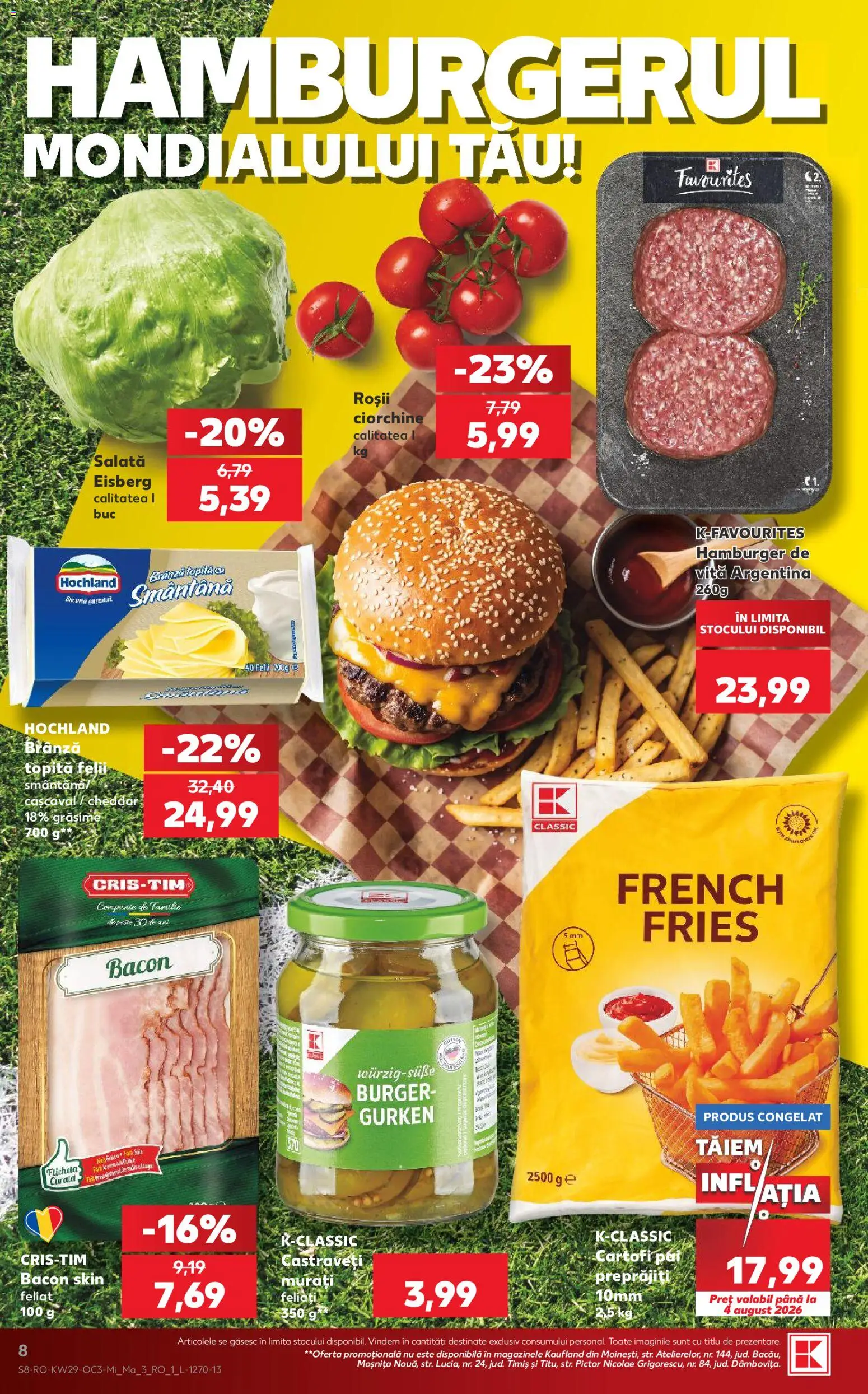 Noul catalog Kaufland – valabil de la 15.07.2026 | Pagină: 8 | Produse: Vită, Bacon, Hochland, Roșii