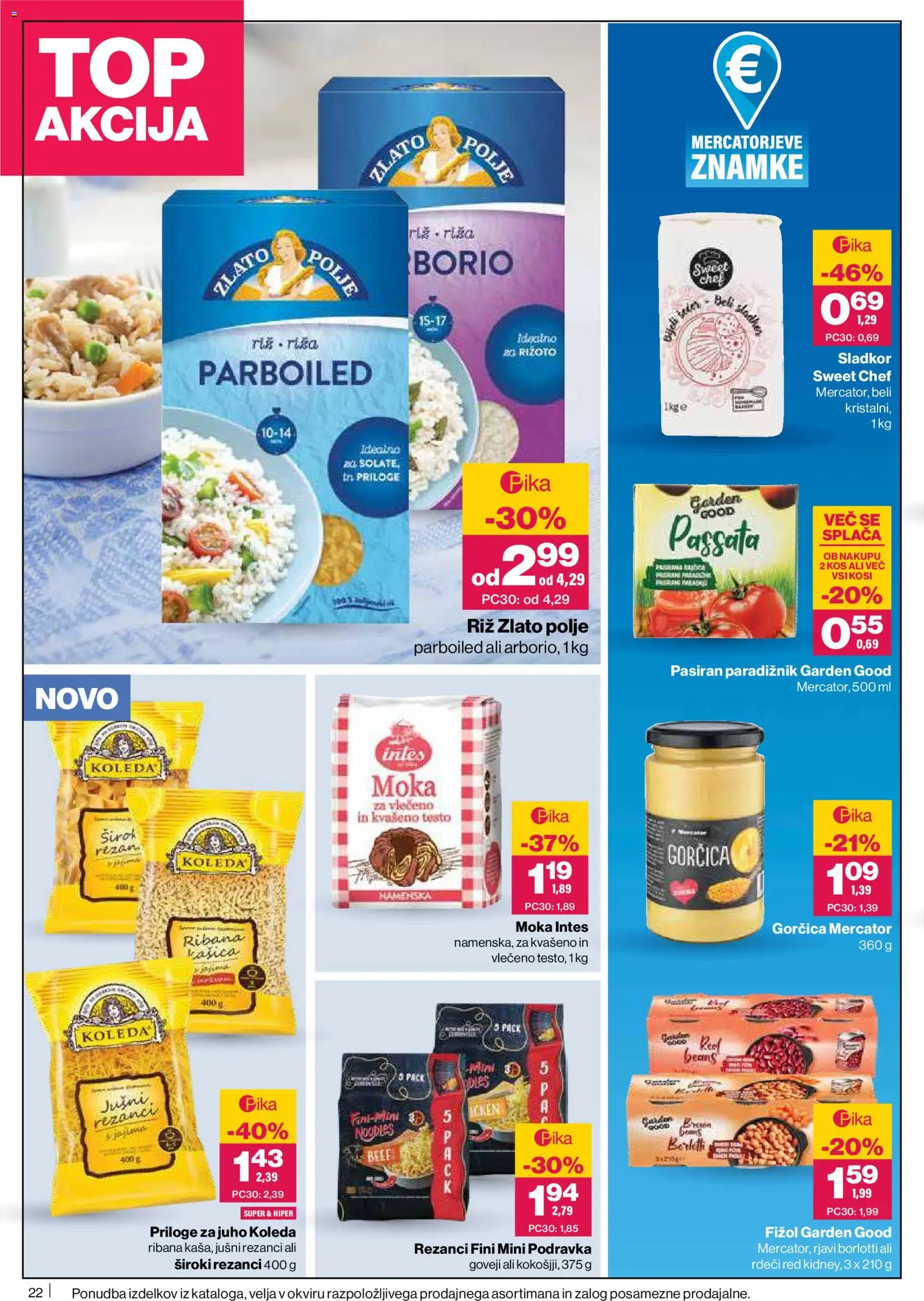 Novi Mercator katalog ponudbe – veljaven od 26.06.2026 | Stran: 22 | Izdelki: Moka, Kos, Paradiznik, Sladkor