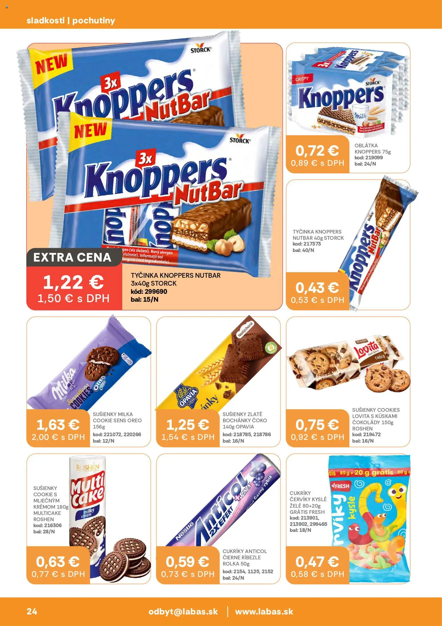 Nové Labaš akcie – leták je platný od 17.07.2026 | Strana: 24 | Produkty: Ríbezle, Cukríky, Milka