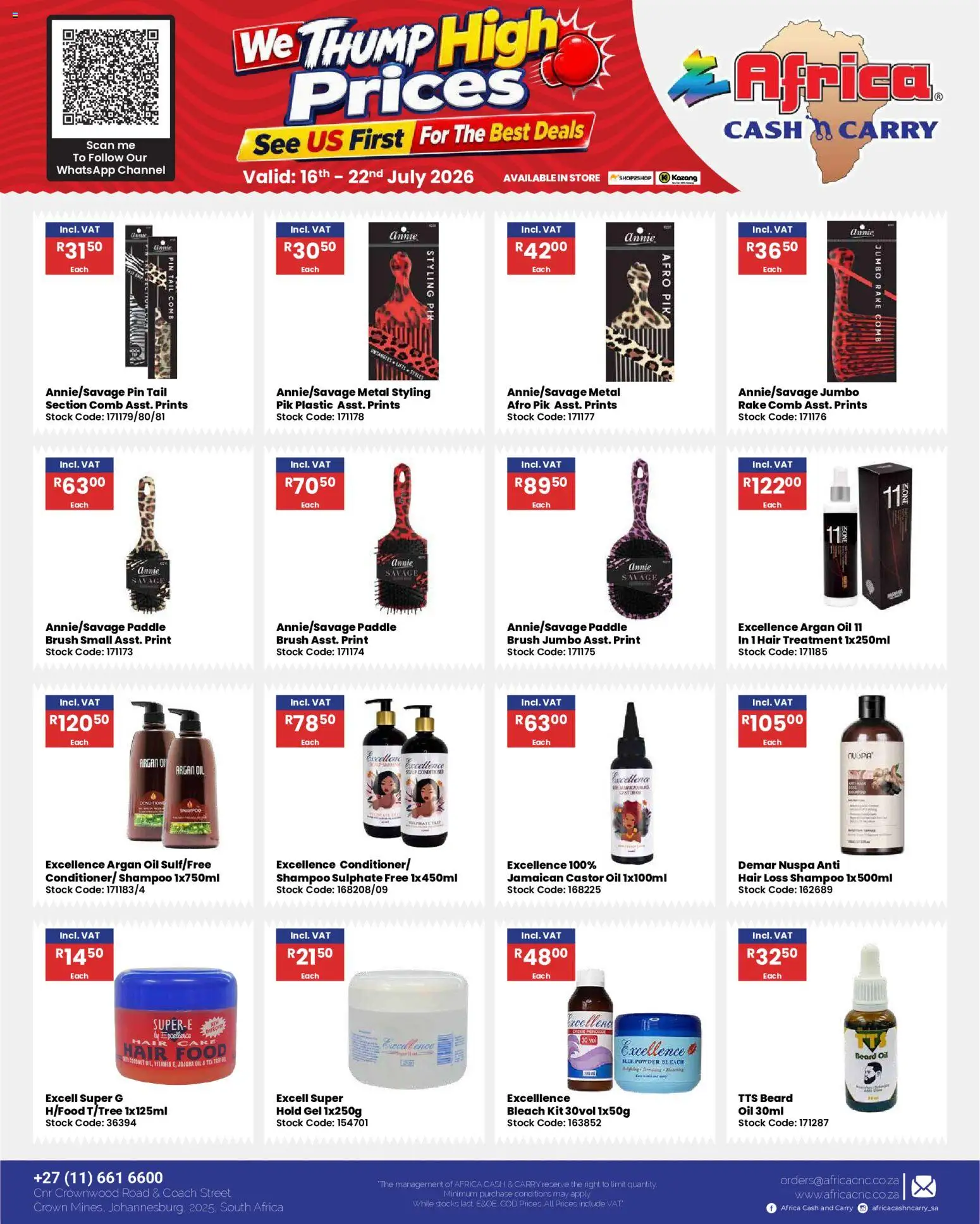 New Africa Cash & Carry catalogue – valid from 16/07/2026 | Page: 63 | Products: Bleach, Tea, Shampoo, Stock