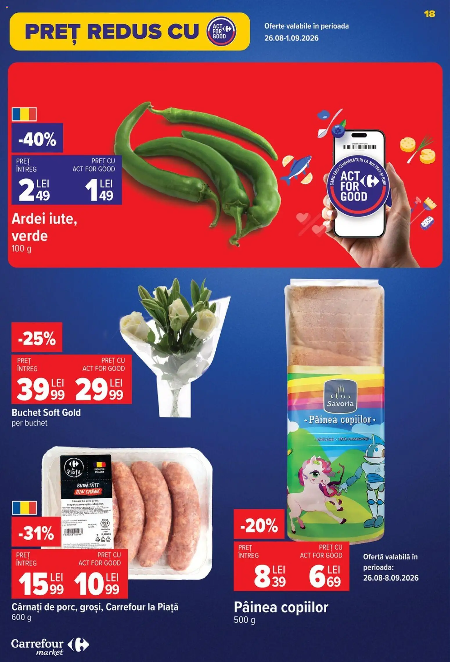 Noul catalog Carrefour – valabil de la 26.08.2026 | Pagină: 18 | Produse: Ardei, Cârnați