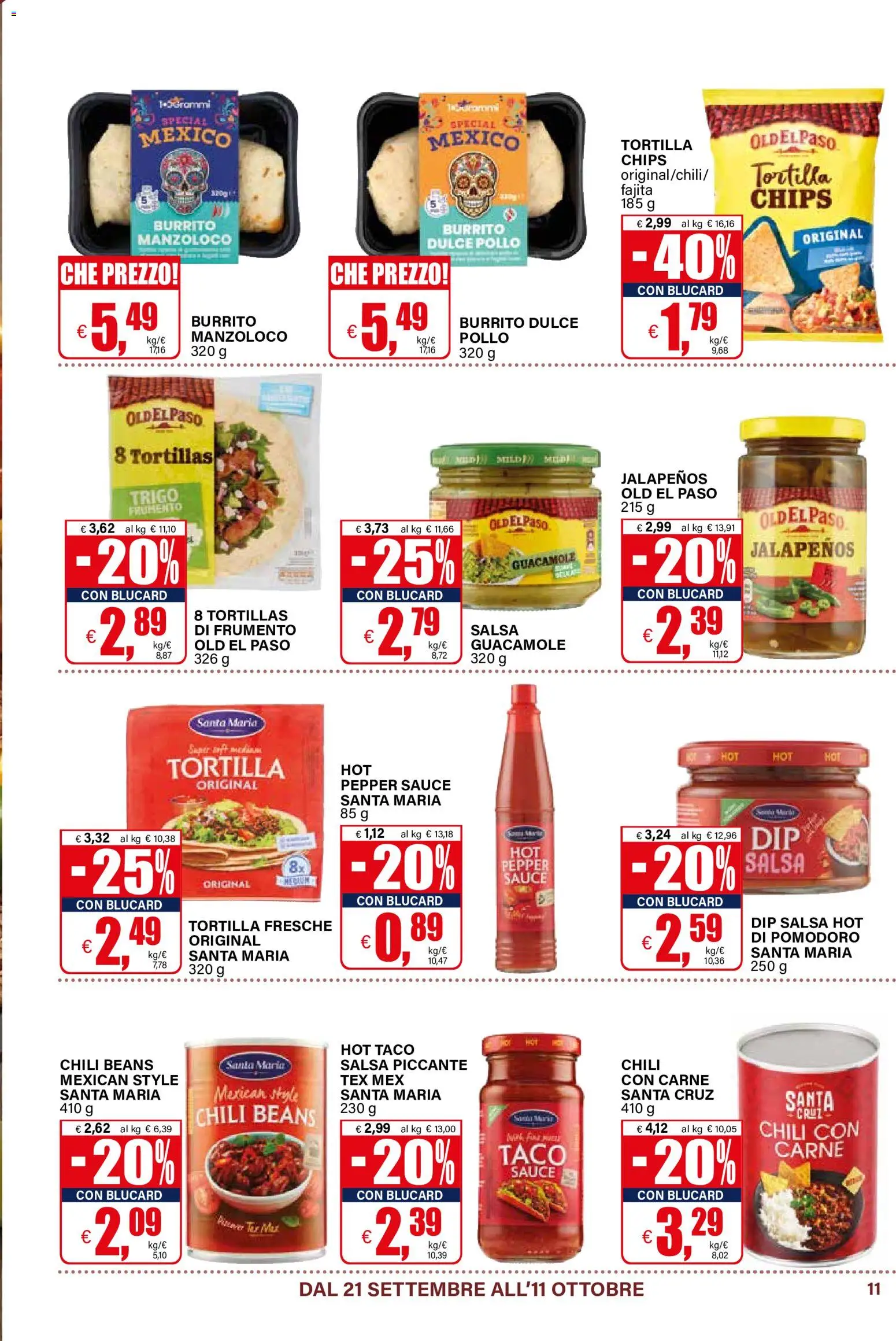 Volantino Il Gigante del 21/09/2026 | Pagina: 11 | Prodotti: Salsa, Pomodoro, Tortillas, Carne