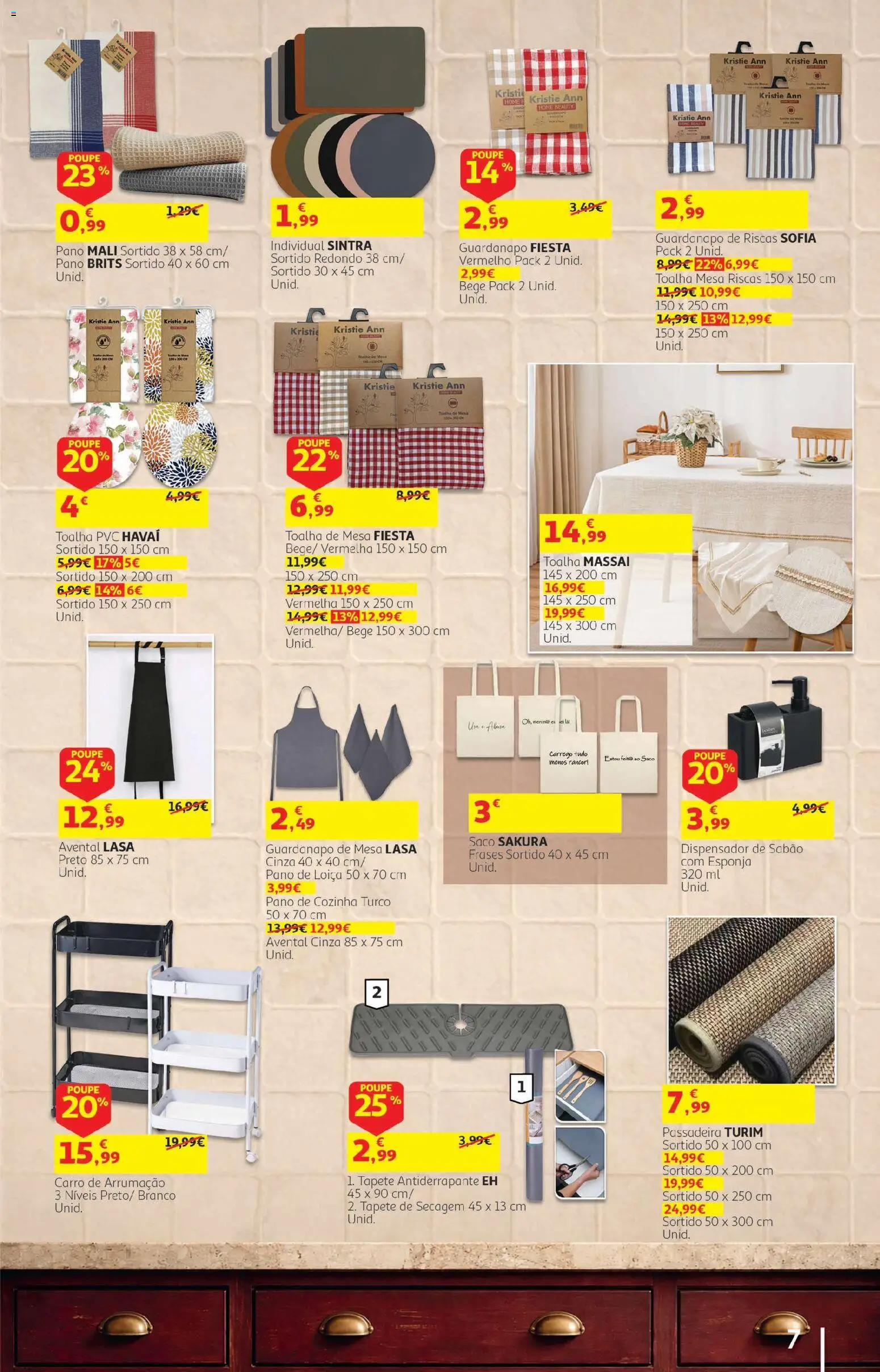 Auchan folheto - Cozinhar com prazer │ válido de 22/09/2026 | Página: 7 | Produtos: Saco, Esponja, Tapete, Toalha de mesa