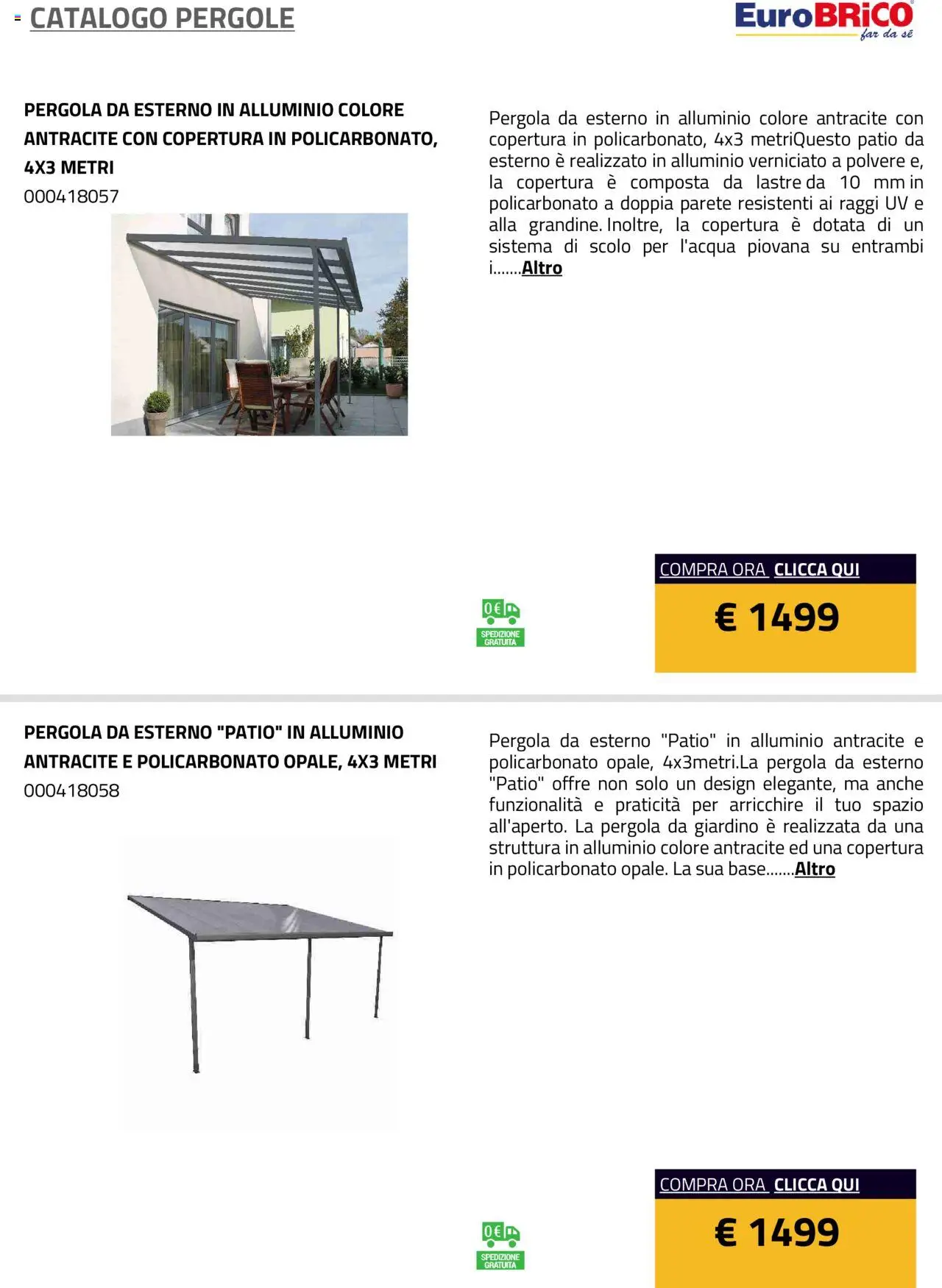 Volantino Eurobrico del 23.07.2025 | Pagina: 18 | Prodotti: Pergola, Alluminio