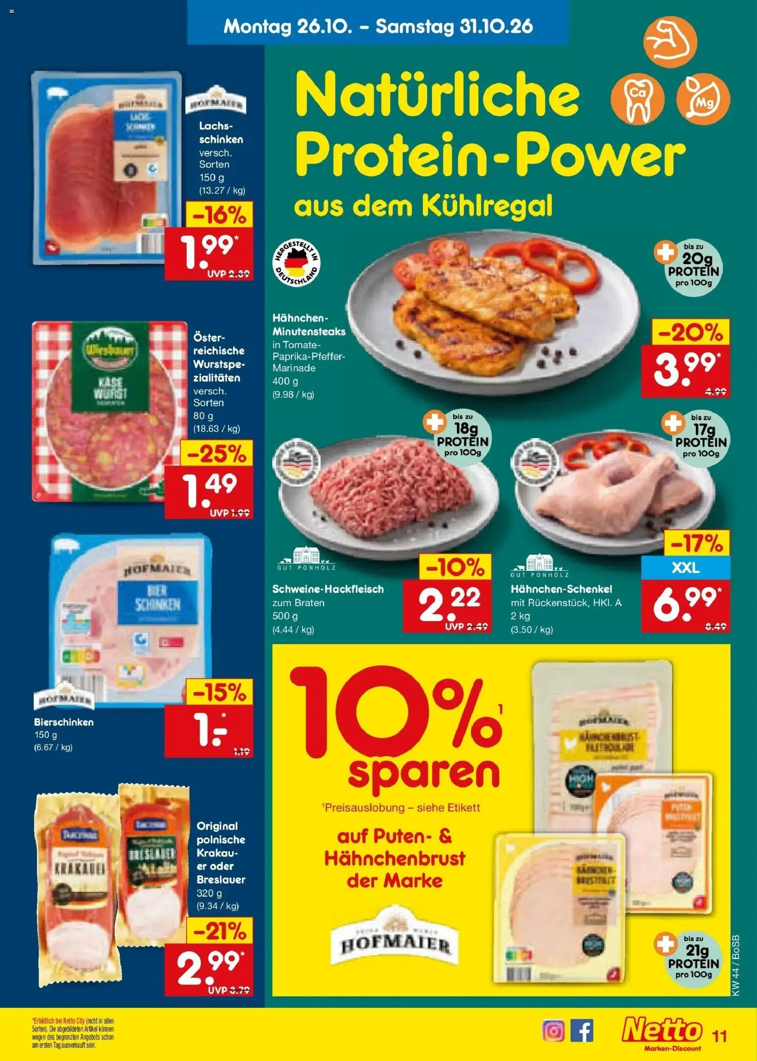 Netto Marken-Discount Prospekt Bochum – gültig ab 26.10.2026 | Seite: 15 | Produkte: Hahnchen, Käse, Schinken, Hahnchenbrust