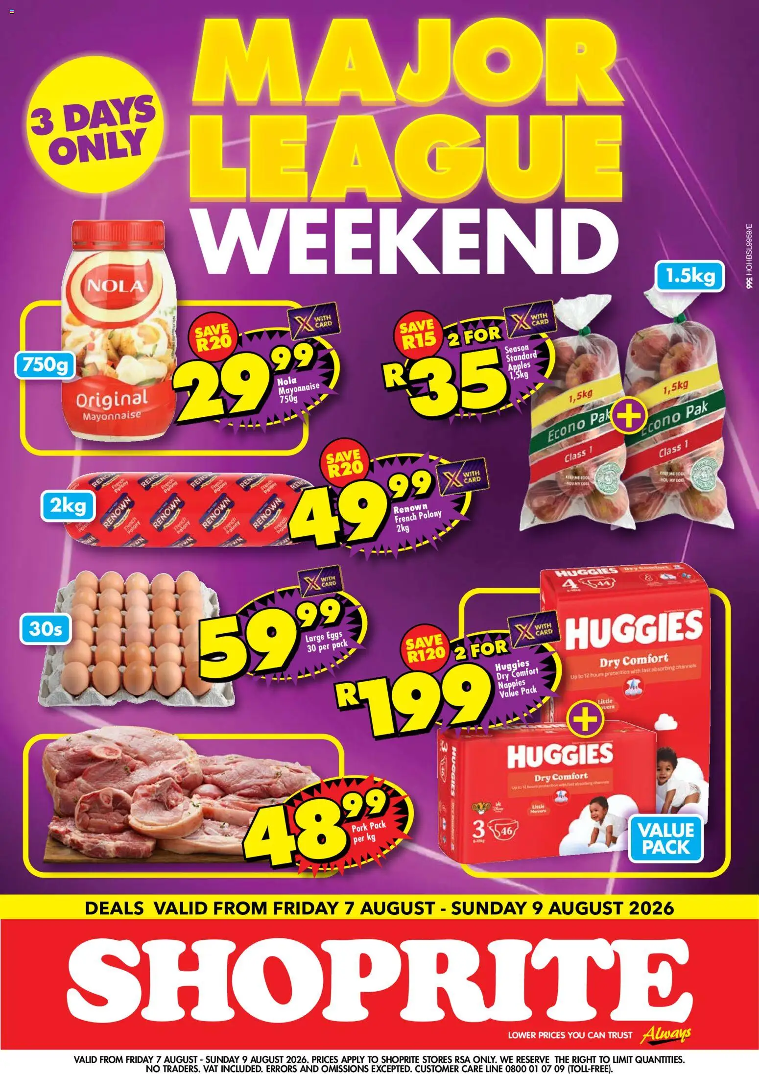 New Shoprite catalogue – valid from 07/08/2026 | Page: 1 | Products: Polony, Mayonnaise, Nappies