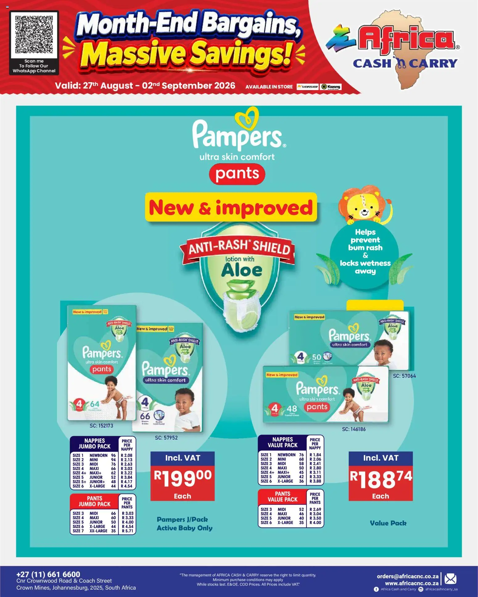 New Africa Cash & Carry catalogue – valid from 27/08/2026 | Page: 70 | Products: Pants, Nappies, Lotion