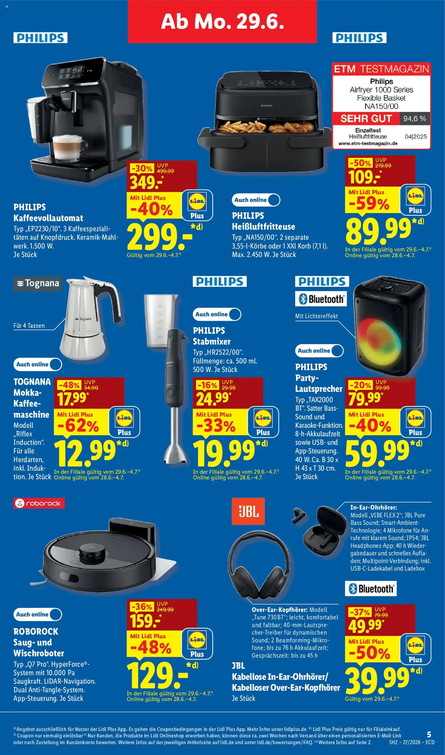 Lidl Prospekt – gültig ab 29.06.2026 | Seite: 5 | Produkte: Philips, Lautsprecher, Kaffee, Korb