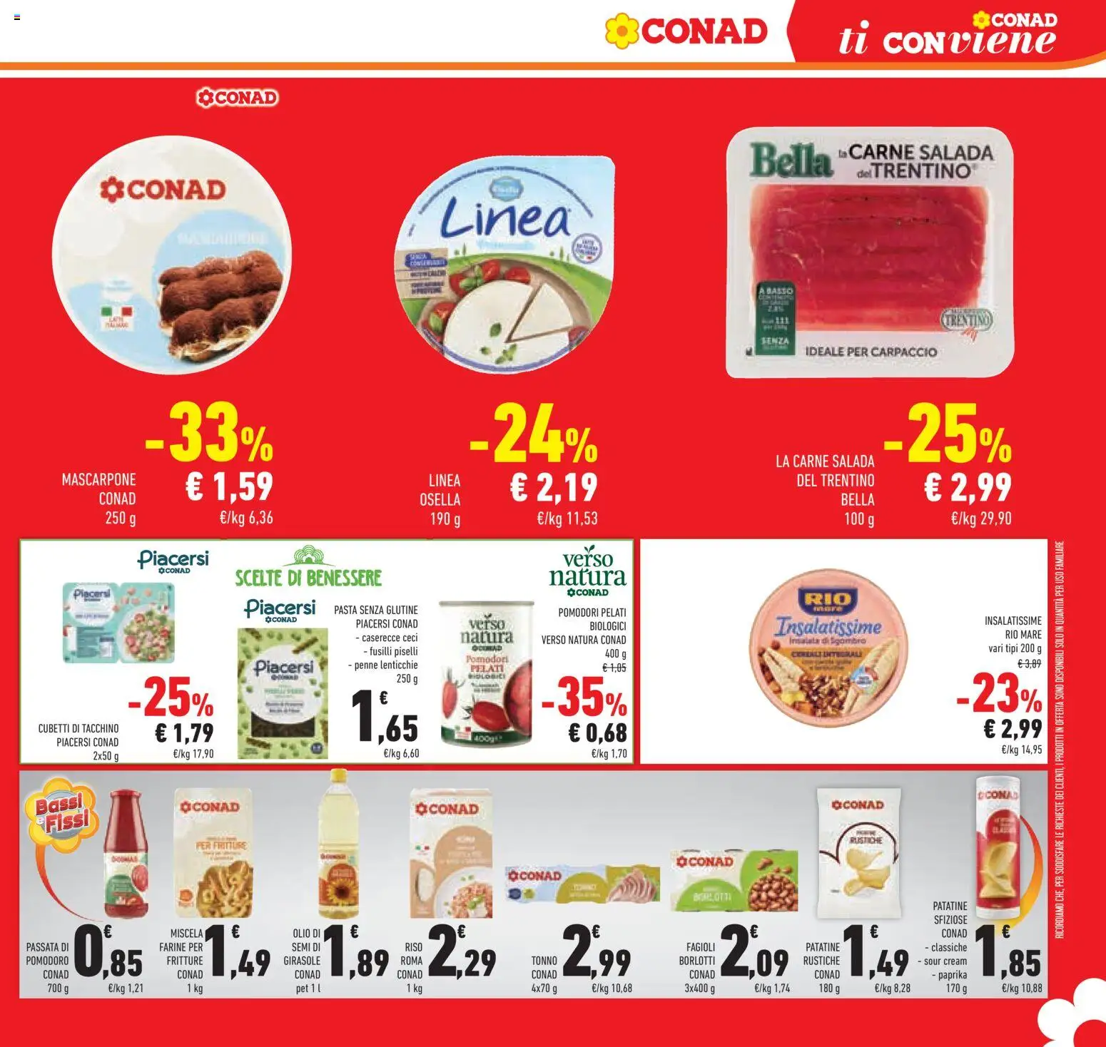Volantino Conad del 15/07/2026 | Pagina: 29 | Prodotti: Pasta senza glutine, Riso, Pomodoro, Olio di semi di girasole