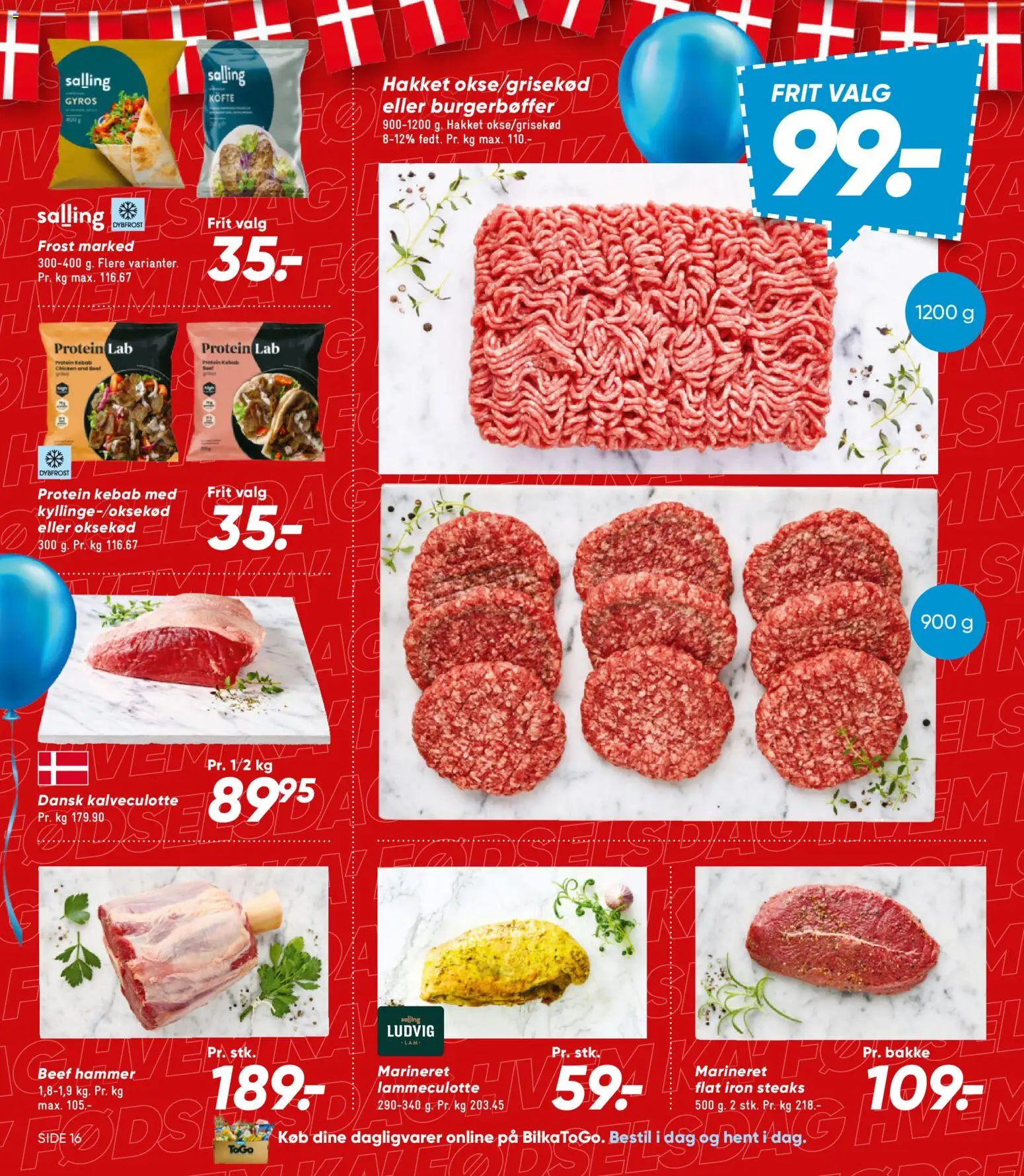 Bilka tilbudsavis – gyldig fra 24/07/2026 | Side: 16 | Produkter: Oksekød, Kebab, Hammer