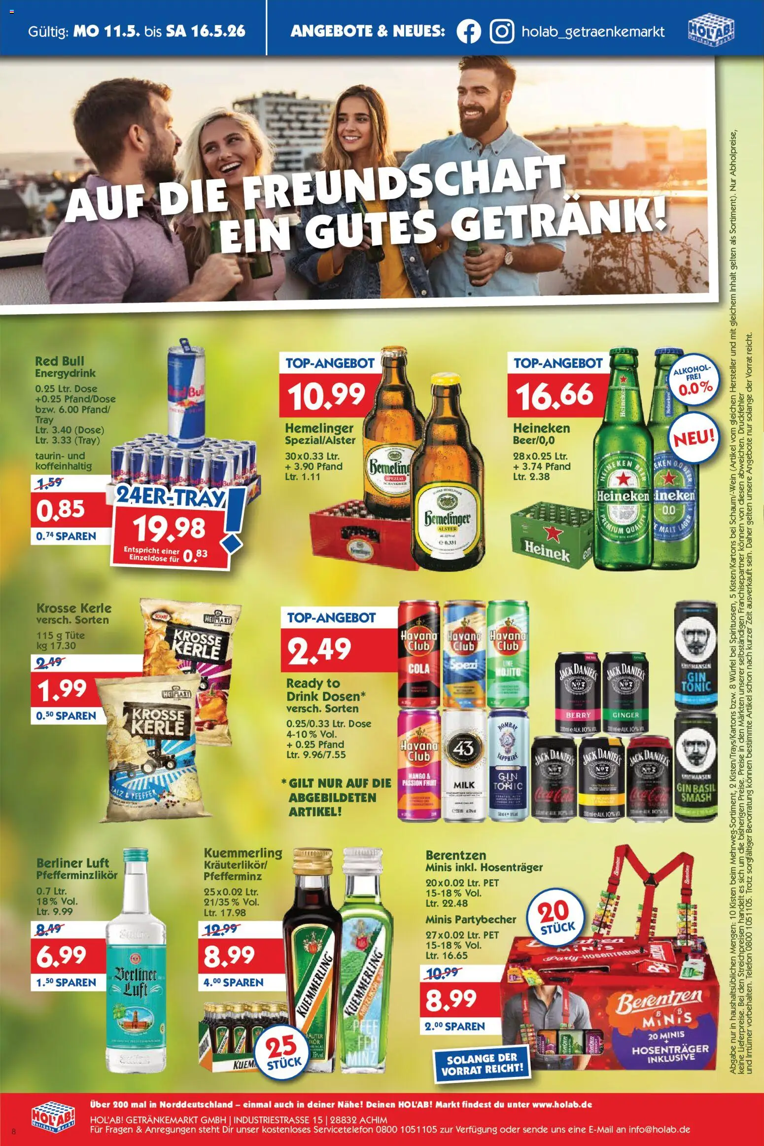 HOL’AB! Prospekt 	 – gültig ab 11.05.2026 | Seite: 8 | Produkte: Berliner, Gin, Telefon, Berentzen