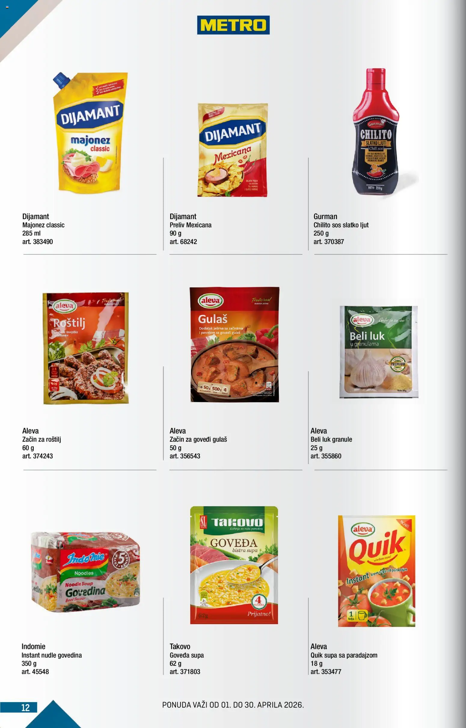 Metro katalog - važi od 01.04.2026 | Strana: 12 | Proizvode: Govedina, Majonez, Beli luk, Roštilj