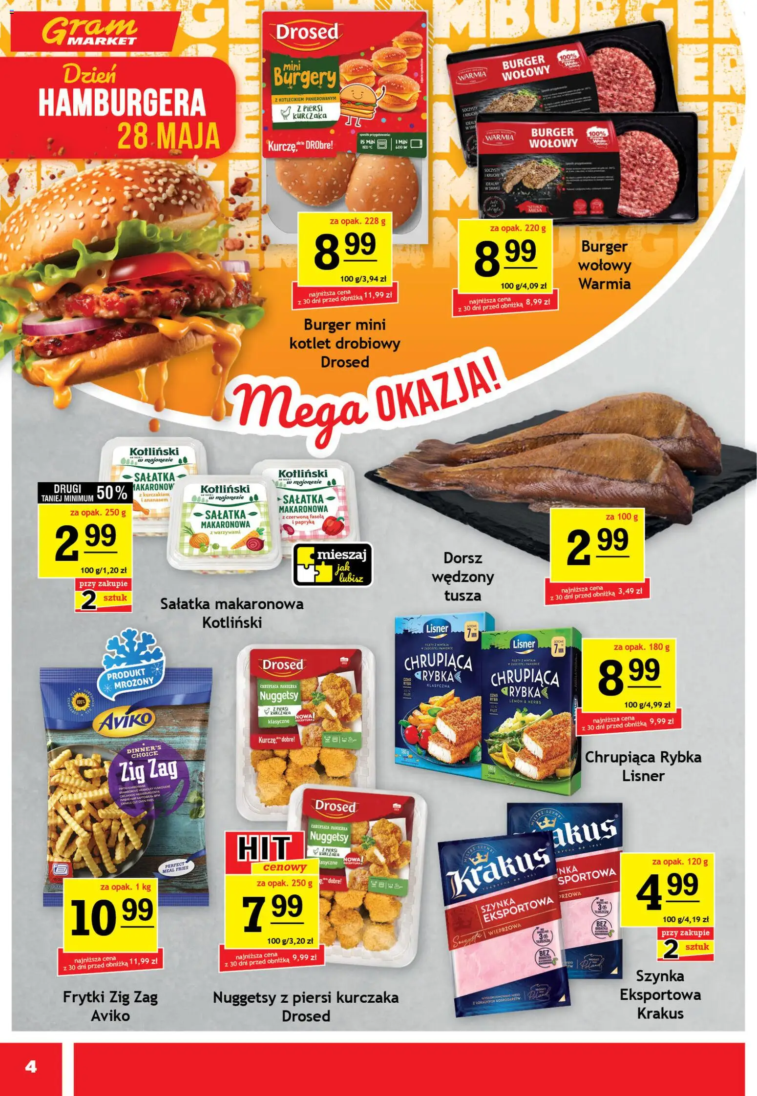 Gram Market gazetka od 27.05.2026 | Strona: 4 | Produkty: Burger wołowy, Szynka, Papryka, Frytki