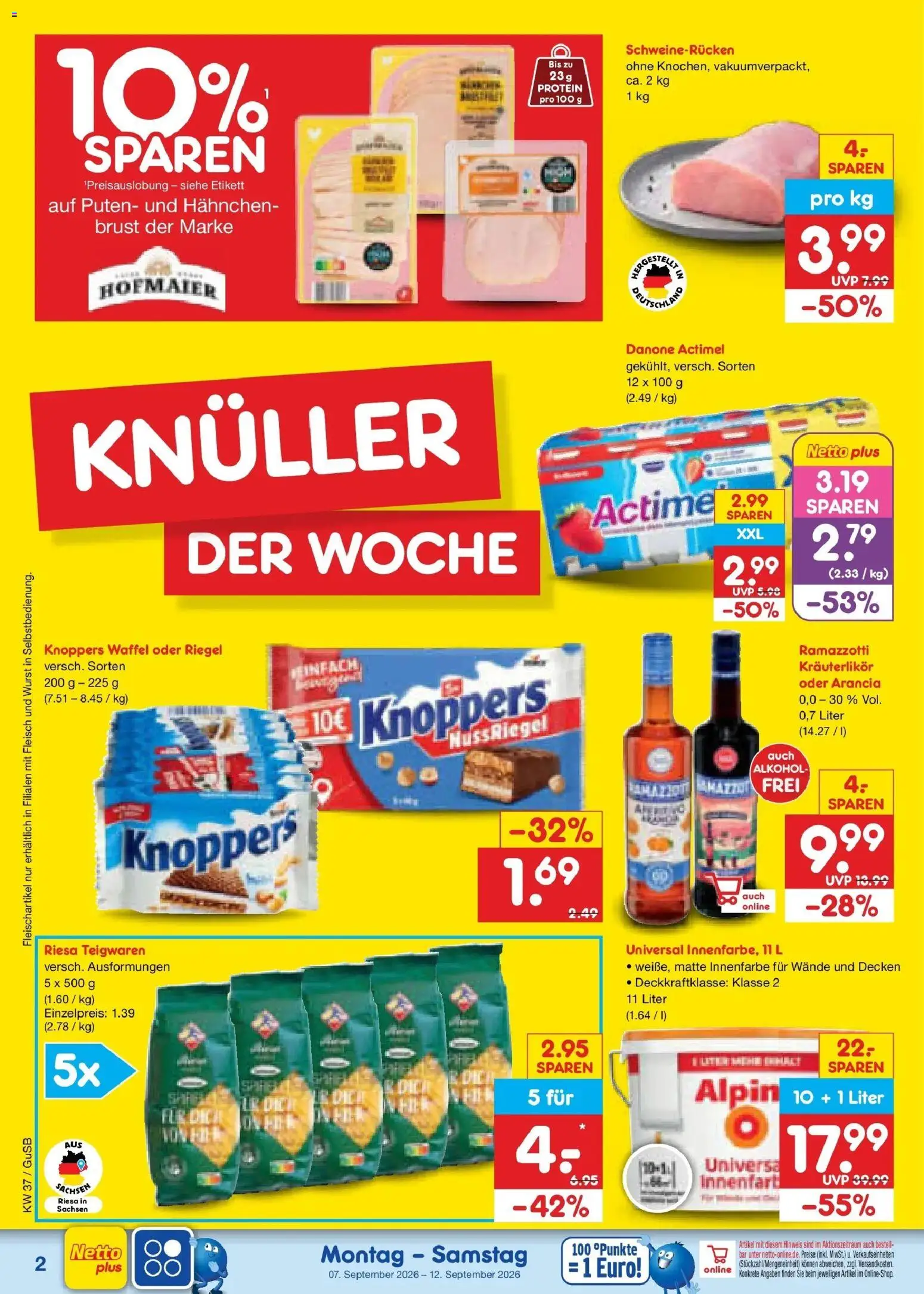 Netto Marken-Discount Prospekt Machern – gültig ab 07.09.2026 | Seite: 4 | Produkte: Alkohol, Knoppers, Fleisch, Ramazzotti