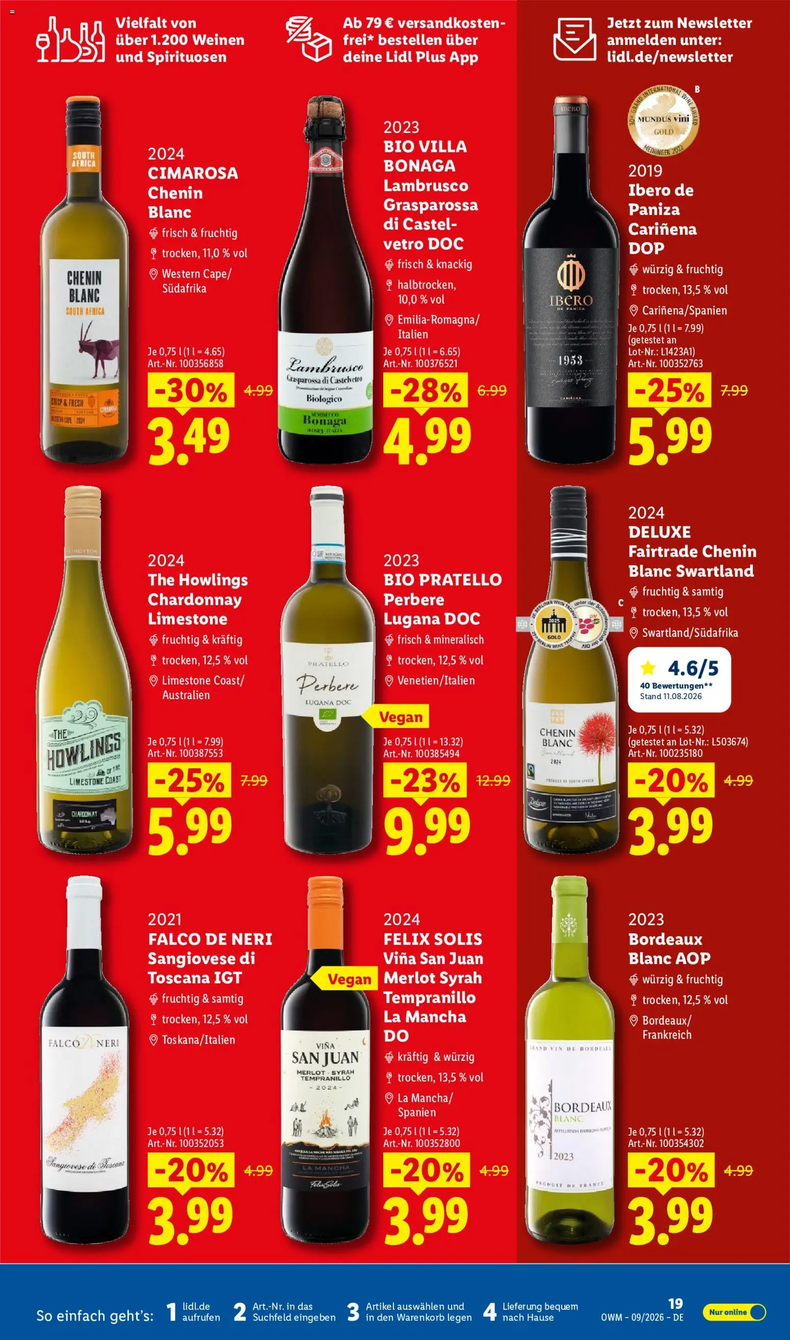 Lidl Wein & Spirituosen – gültig ab 01.09.2026 | Seite: 19 | Produkte: Merlot