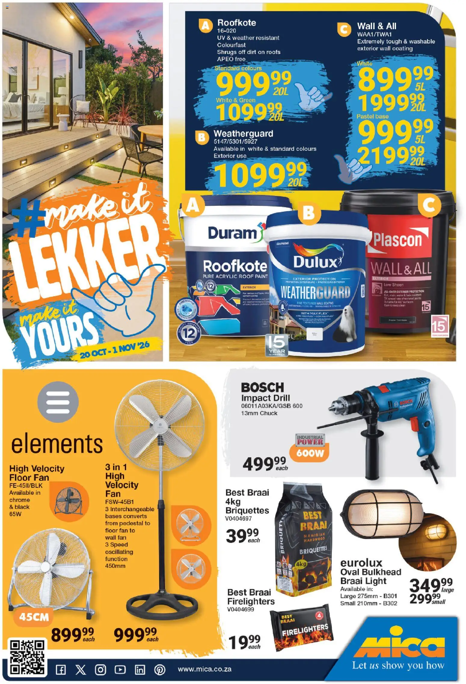 New MICA catalogue – valid from 20/10/2026 | Page: 1 | Products: Fan, Drill, Floor fan, Light