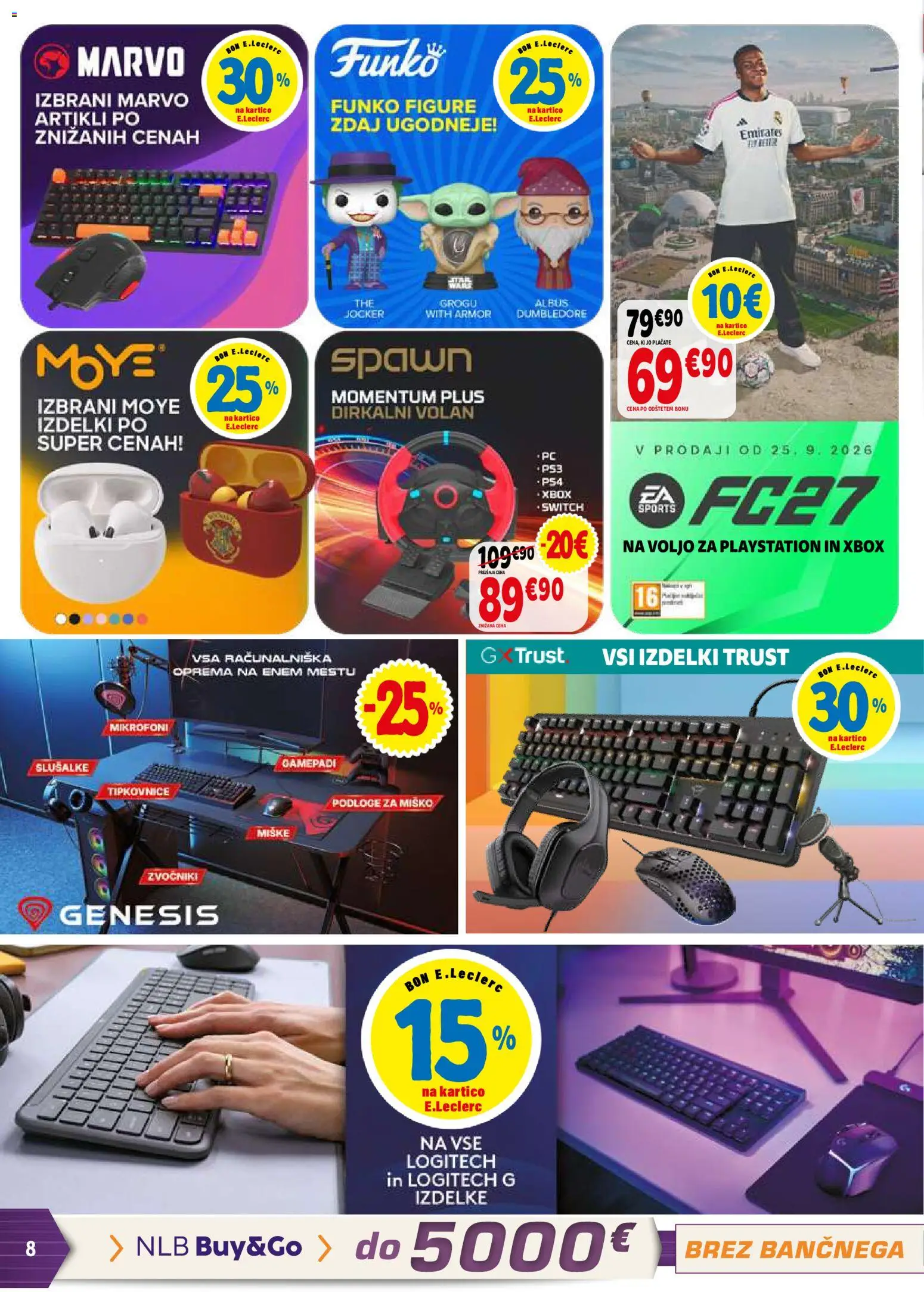 Novi E.leclerc katalog ponudbe – veljaven od 23.09.2026 | Stran: 8 | Izdelki: Slusalke, Playstation, Xbox