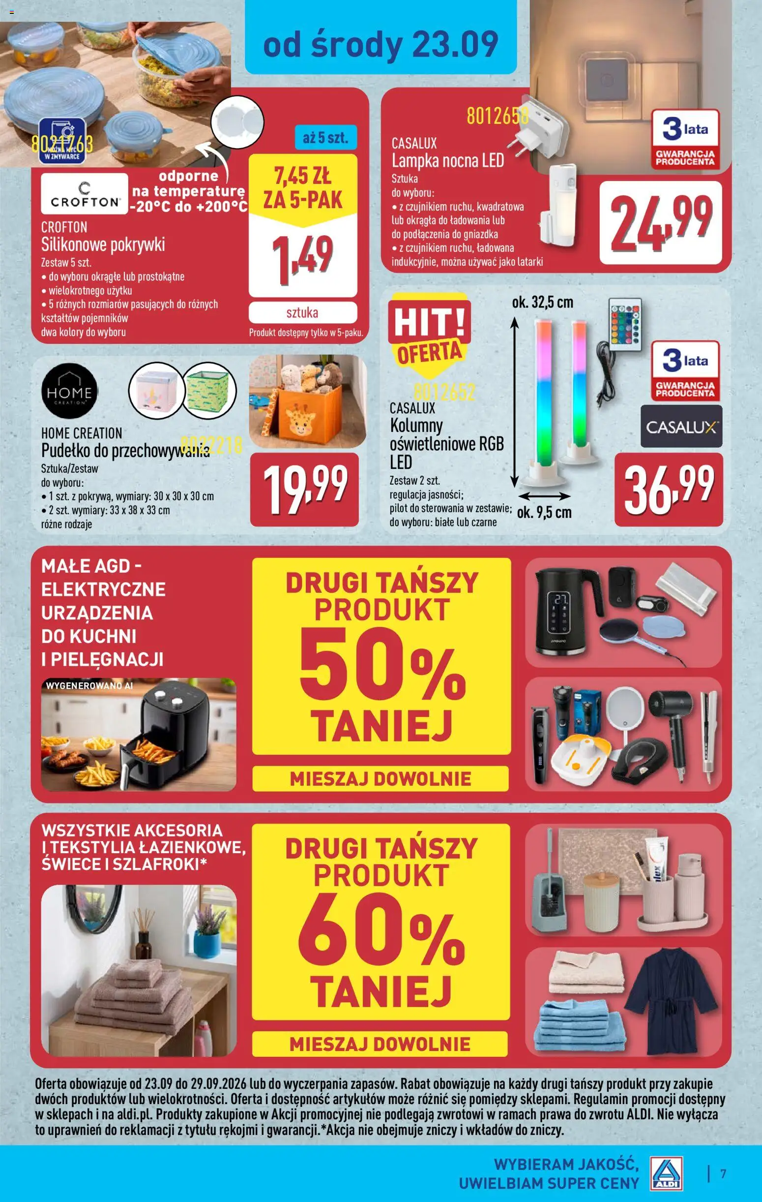 Aldi gazetka - Hity od Środy i od Soboty od 23.09.2026 | Strona: 7 | Produkty: Gniazdka, Pudełko, Świece, Tekstylia