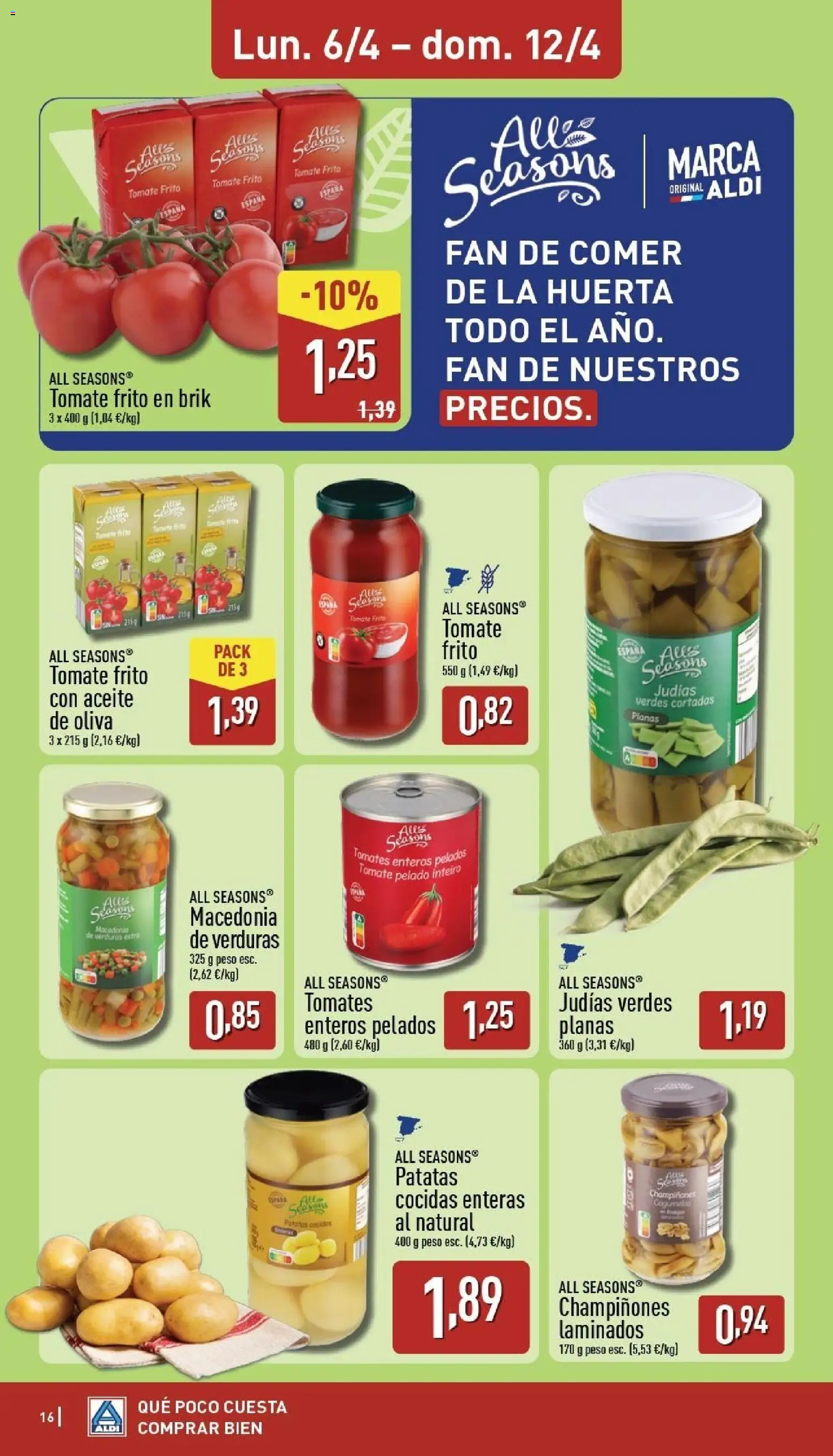 Aldi folleto Canarias │ válido desde el 06.04.2026 | Página: 16 | Productos: Aceite, Tomates, Aceite de oliva, Peso
