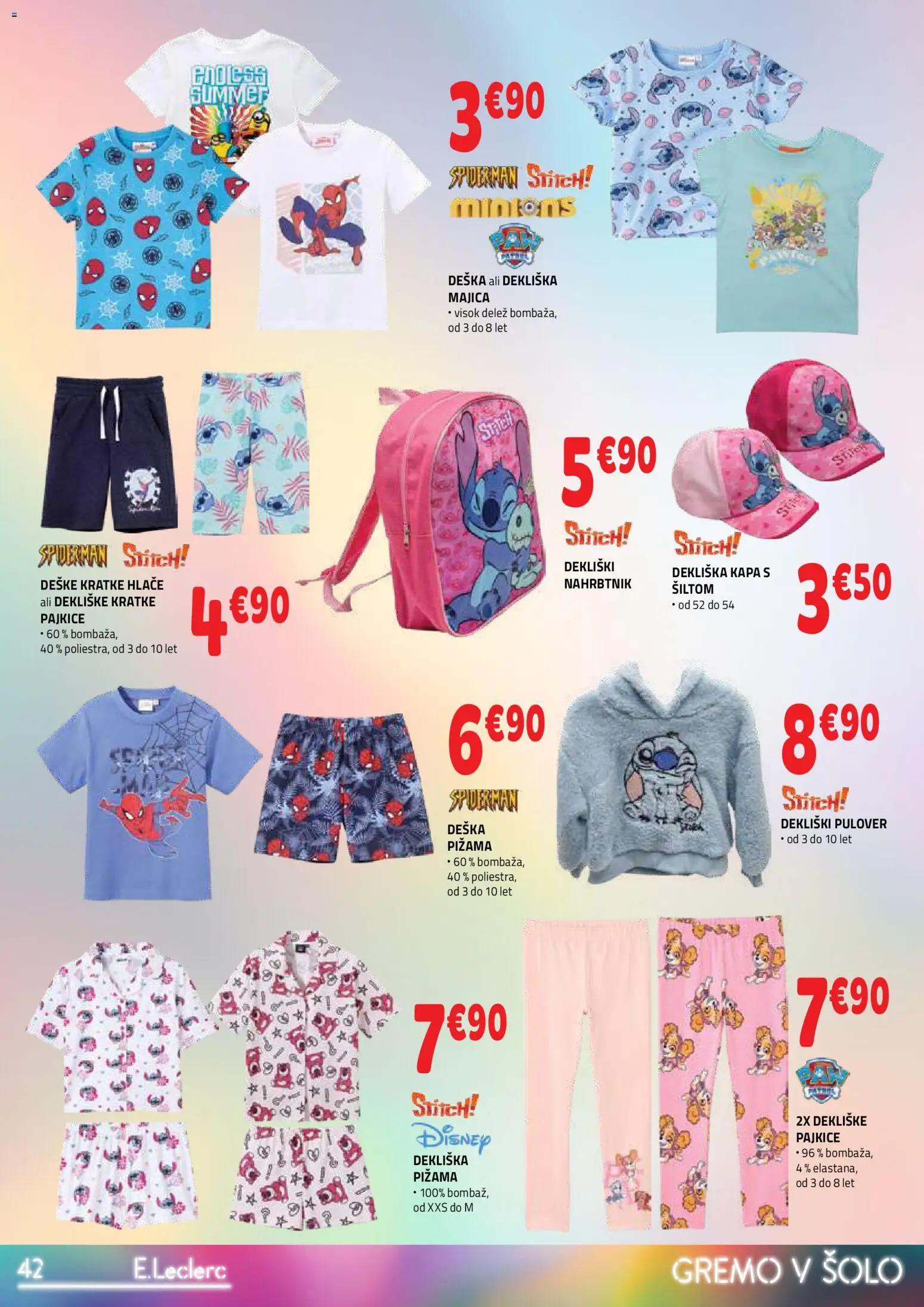 Novi E.leclerc katalog ponudbe – veljaven od 19.08.2026 | Stran: 42 | Izdelki: Pižama, Majica, Pulover, Hlace