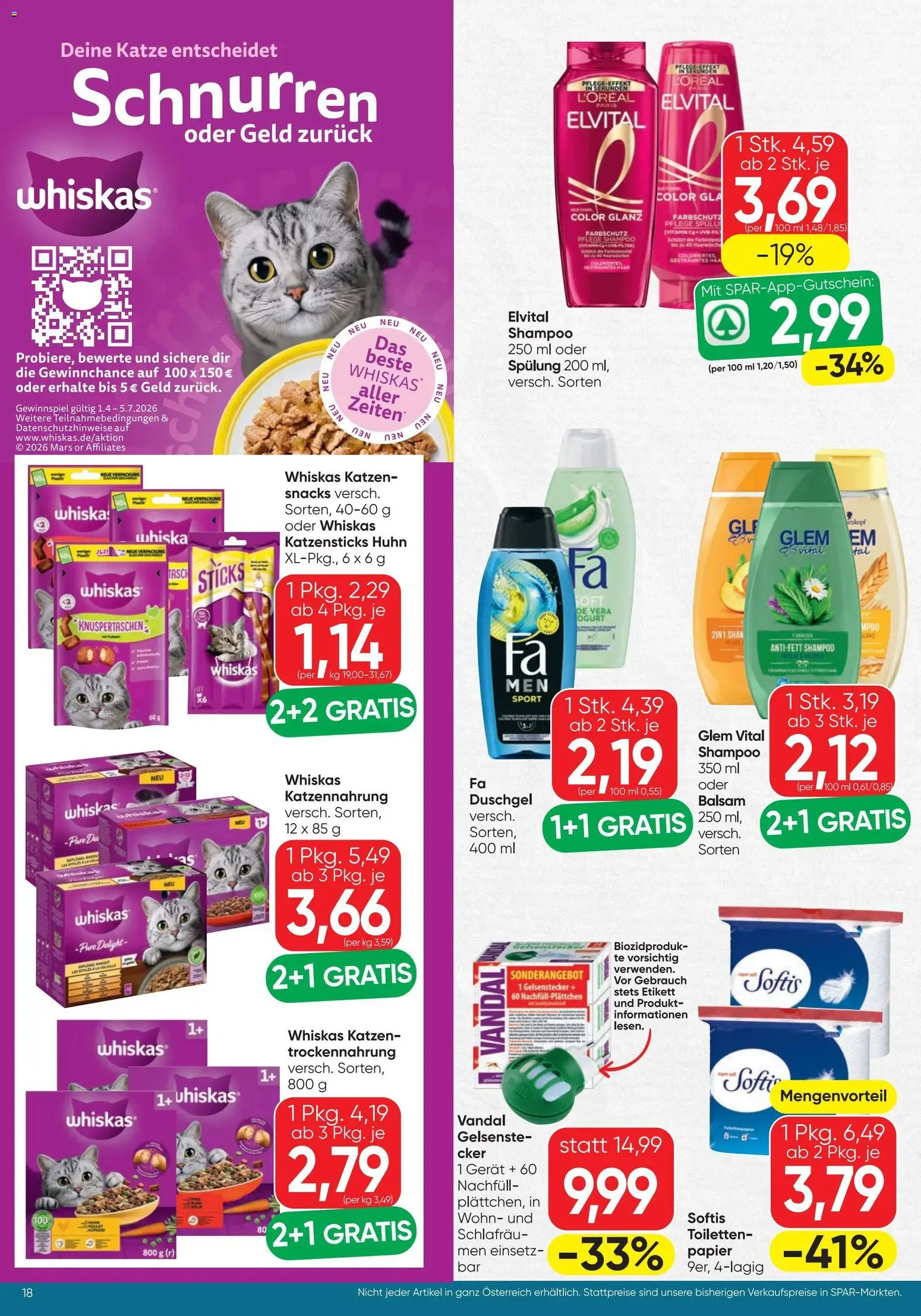 Spar - Flugblatt gültig ab 18.06.2026 | Seite: 18 | Produkte: Shampoo, Spülung, Duschgel