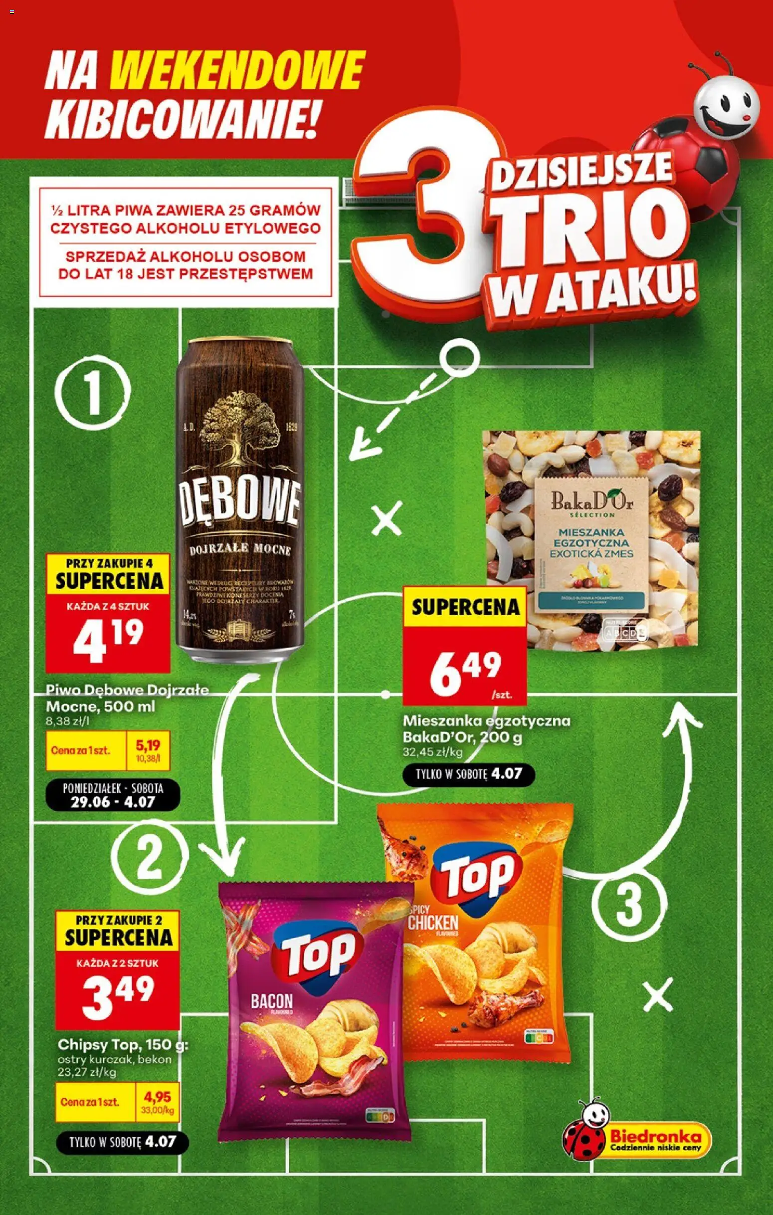 Biedronka gazetka - Football od 04.07.2026 | Strona: 6 | Produkty: Top, Chipsy, Bekon, Piwo