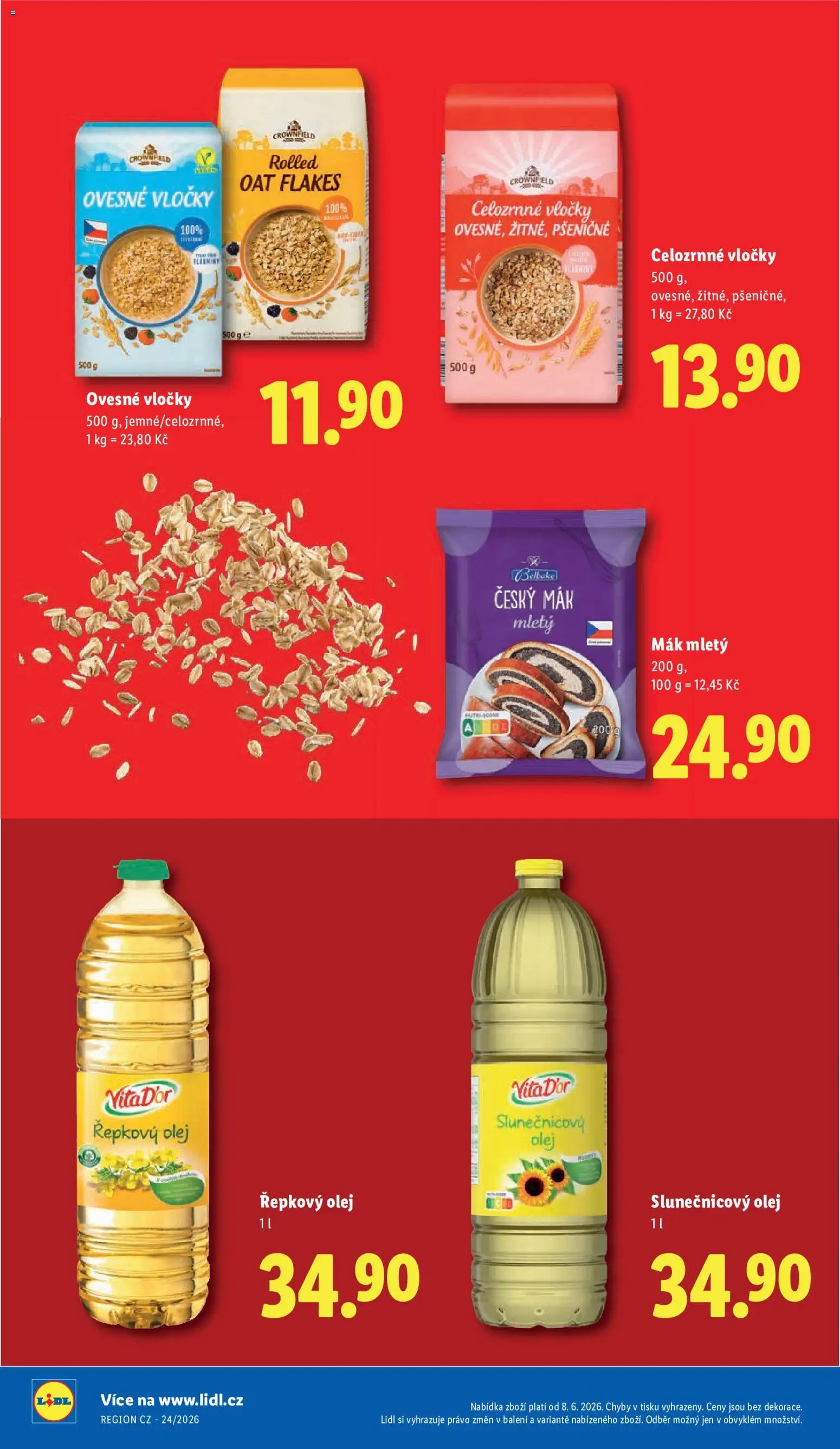 Lidl leták - Další ceny v klidu od 08.06.2026 | Strana: 16 | Produkty: Mák mletý, Řepkový olej, Mletý mák, Slunečnicový olej