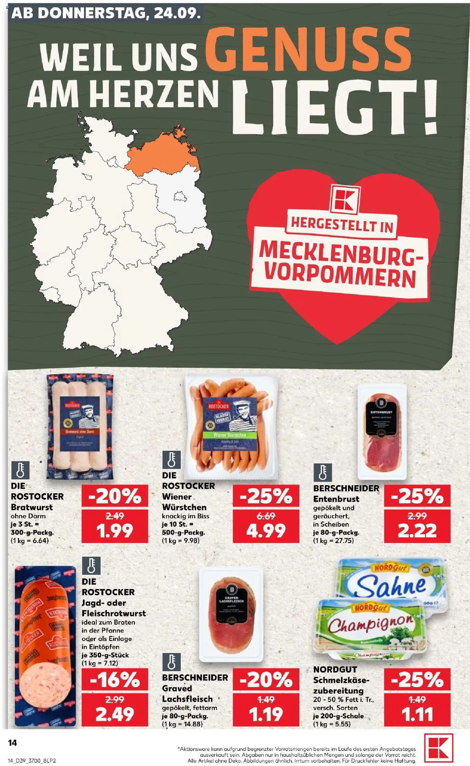 Kaufland Prospekt Rostock – gültig ab 24.09.2026 | Seite: 16 | Produkte: Käse, Spaghetti, Tomaten, Räucherlachs