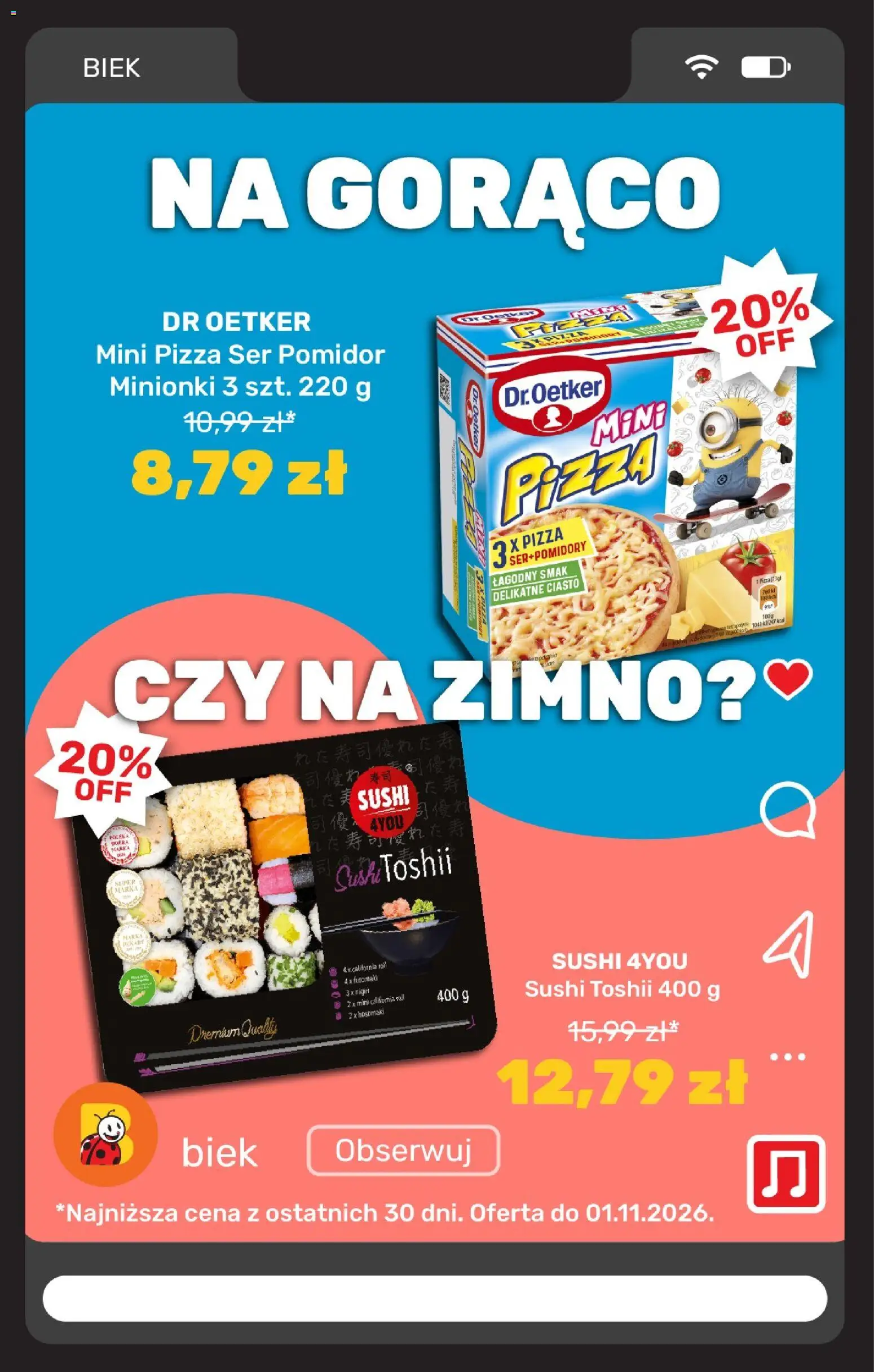 Biedronka Polsko leták - Biek od 30.10.2026 | Strana: 22 | Produkty: Pizza, Sushi, Mini pizza