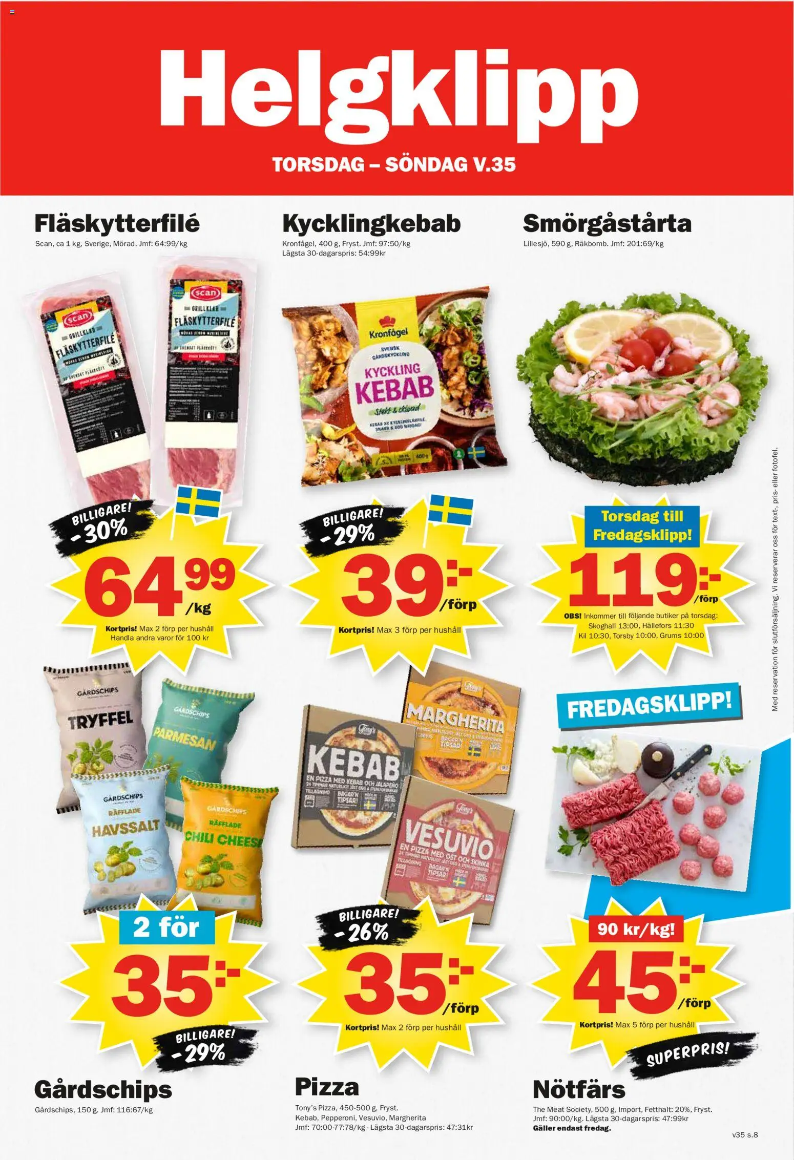 Pekås reklamblad aktuell från 24/08/2026 | Sida: 8 | Produkter: Nötfärs, Galler, Pizza, Kyckling
