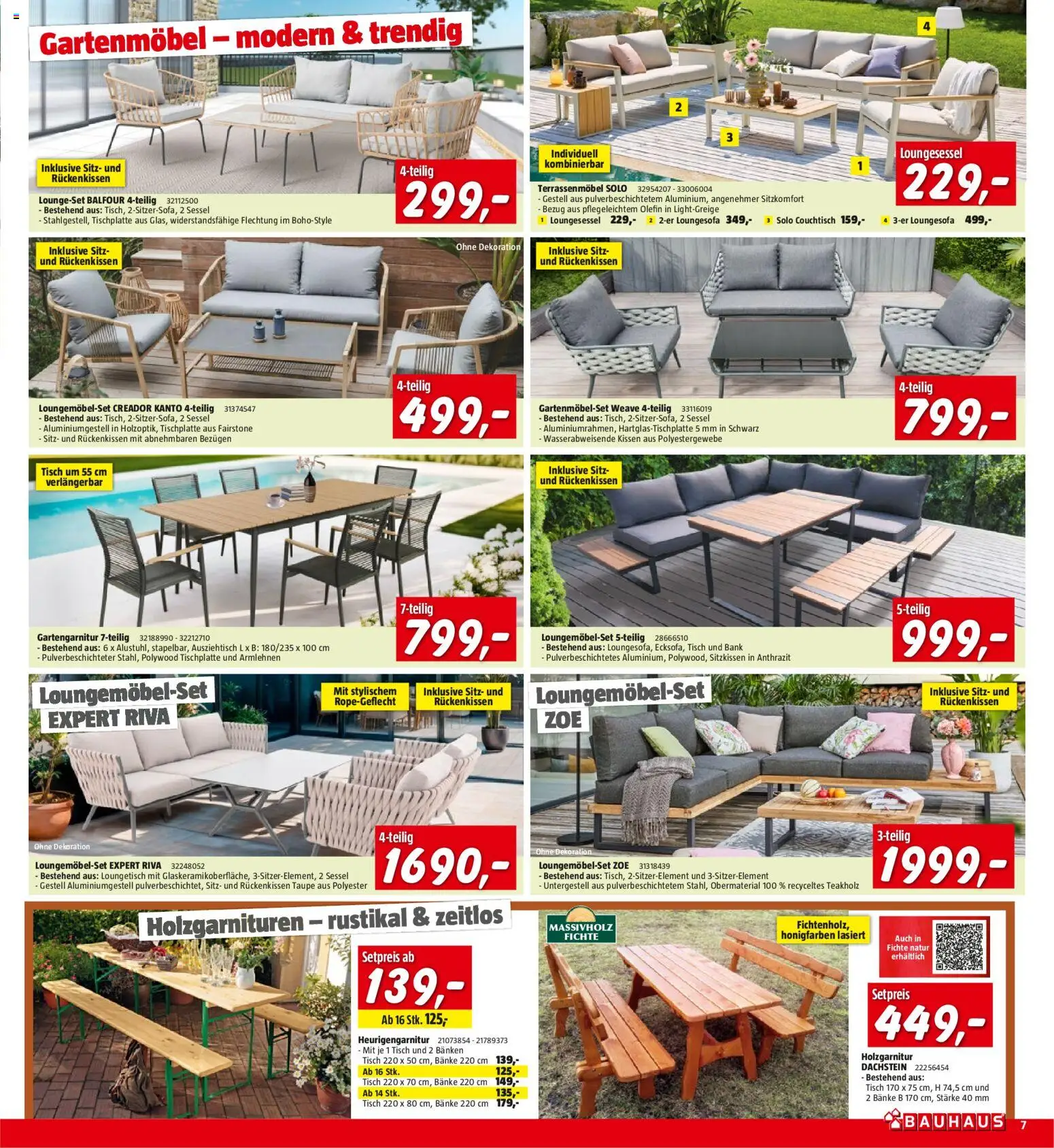 Bauhaus Prospekt aktuell gültig ab 26.05.2026 | Seite: 7 | Produkte: Sessel, Couchtisch, Tisch, Gartenmöbel
