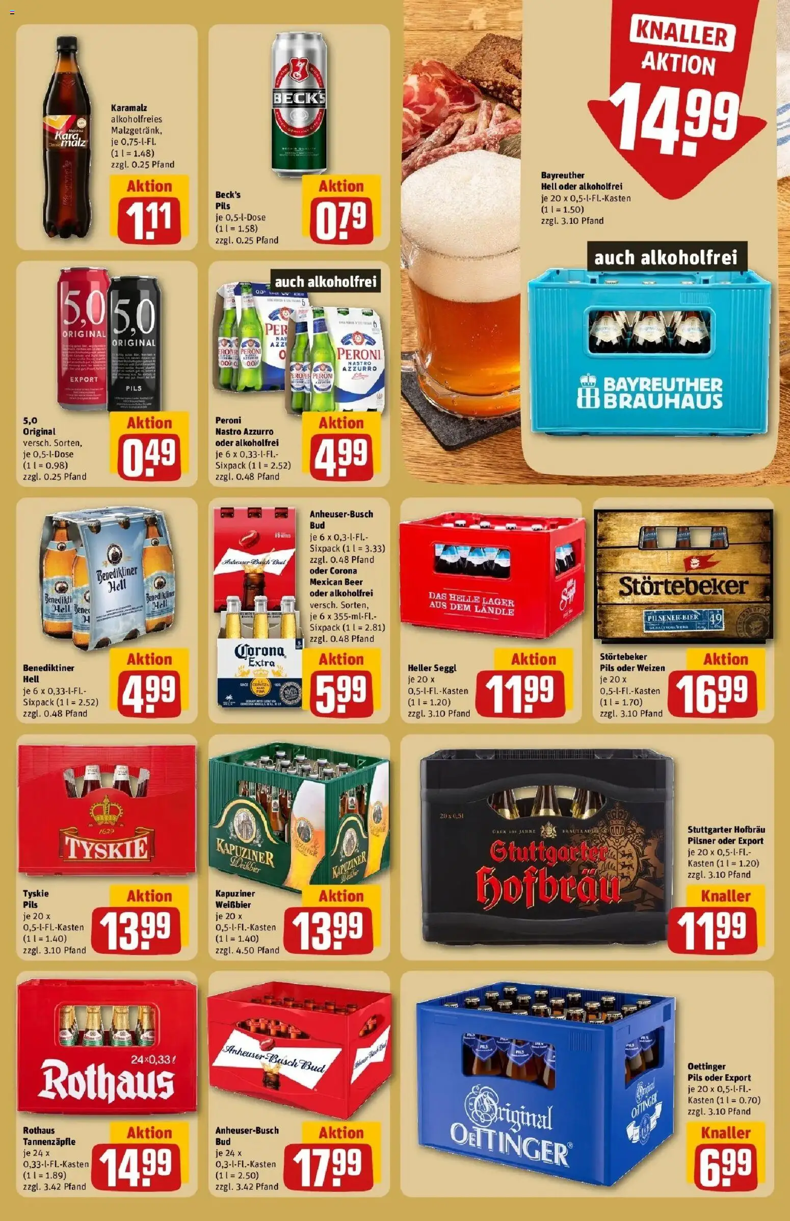REWE Prospekt ab 28.09.2026 zum Blättern » Angebote | Seite: 25 | Produkte: Bayreuther hell, Tyskie, Pils, Oettinger