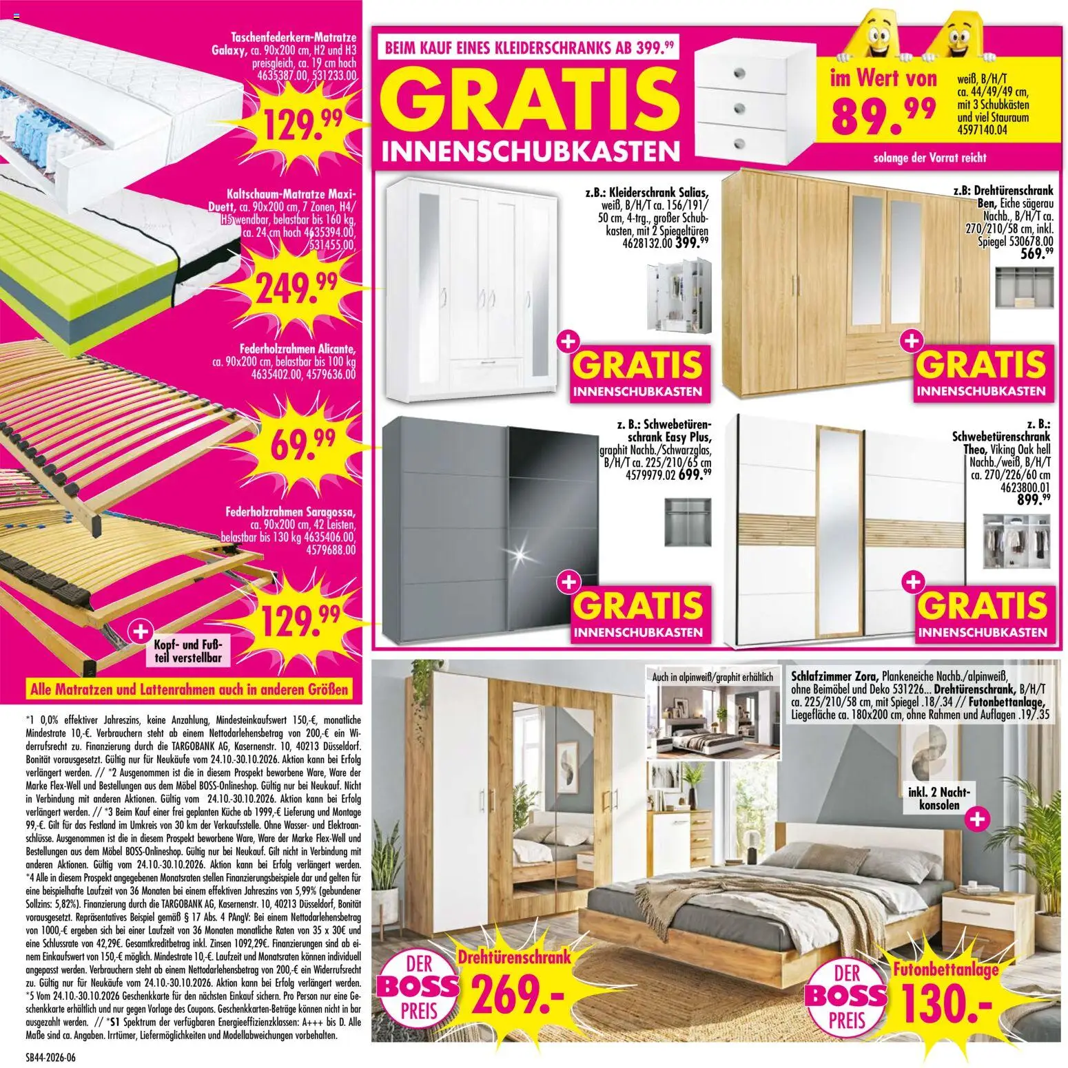 SB Möbel Boss Aktueller Prospekt – gültig ab 24.10.2026 | Seite: 6 | Produkte: Schwebetürenschrank, Drehtürenschrank, Spiegel, Wasser