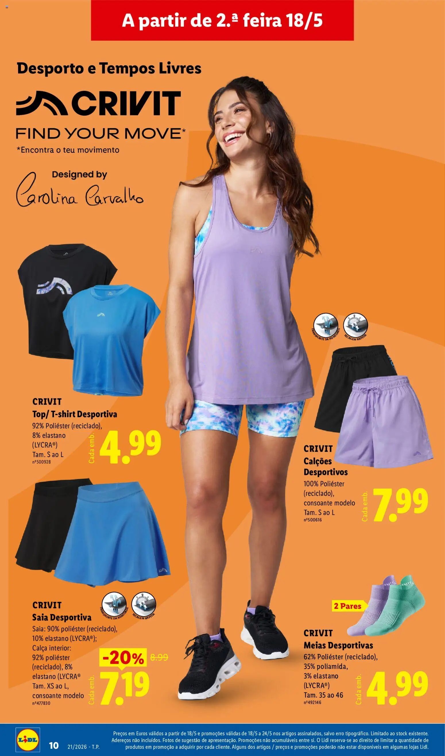 Lidl Novidades │ válido de 18.05.2026 | Página: 10 | Produtos: Calções, Saia, Calça, Meias