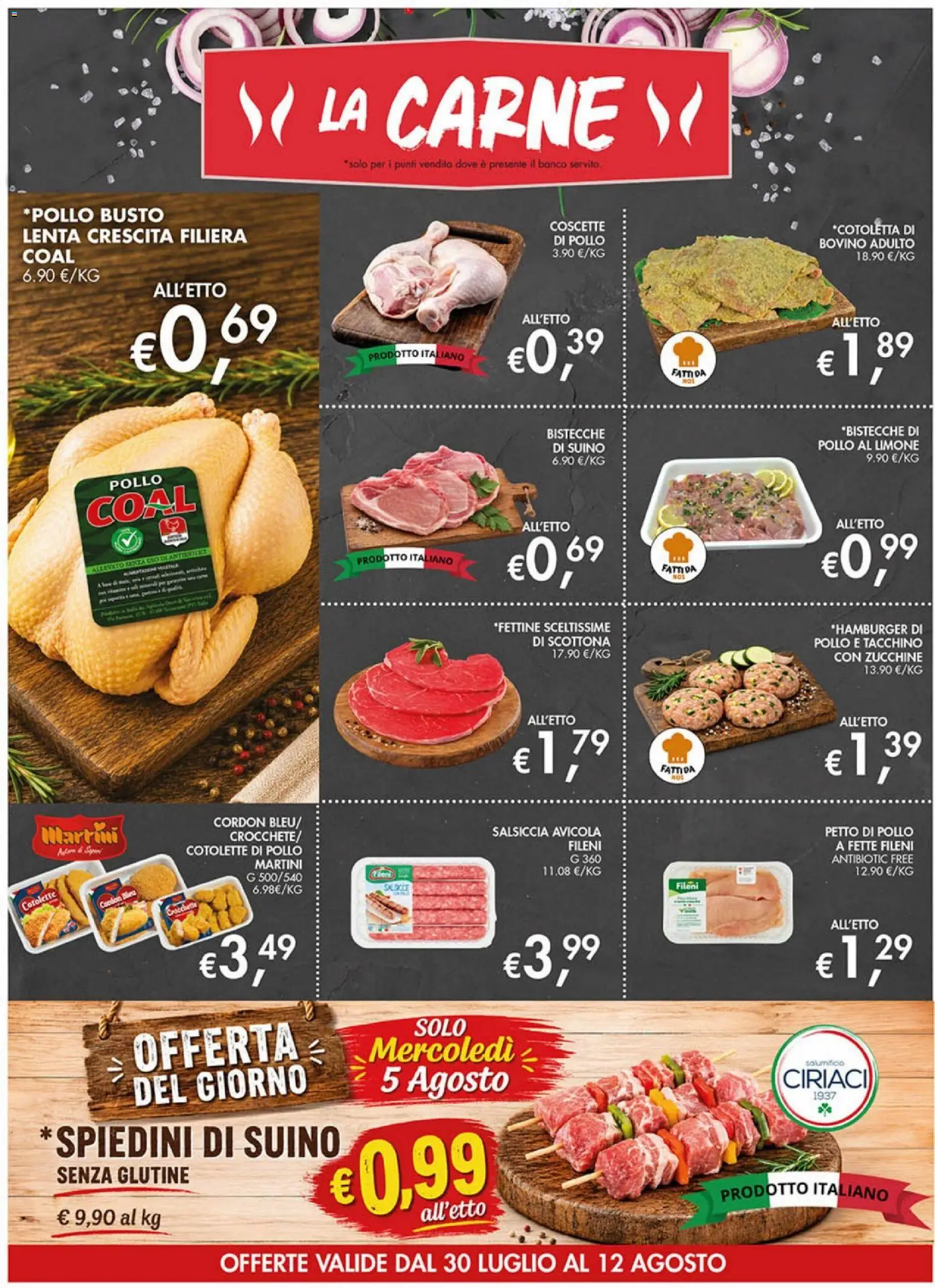 Volantino Coal del 30/07/2026 | Pagina: 4 | Prodotti: Bovino, Petto di Pollo, Suino, Tacchino