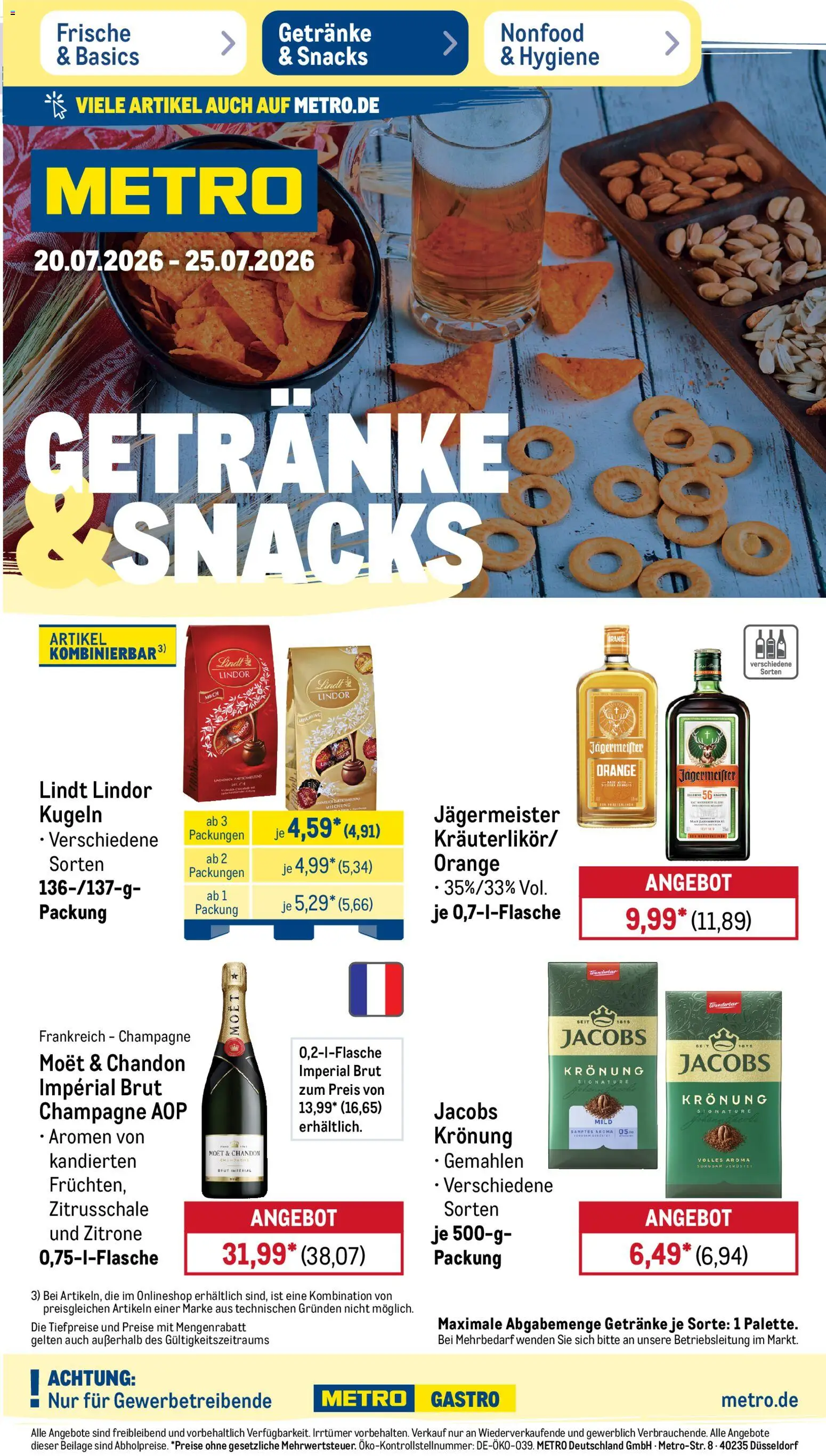 Metro NonFood-Angebote – gültig ab 20.07.2026 | Seite: 15 | Produkte: Milch, Jägermeister, Zitrone, Lindt