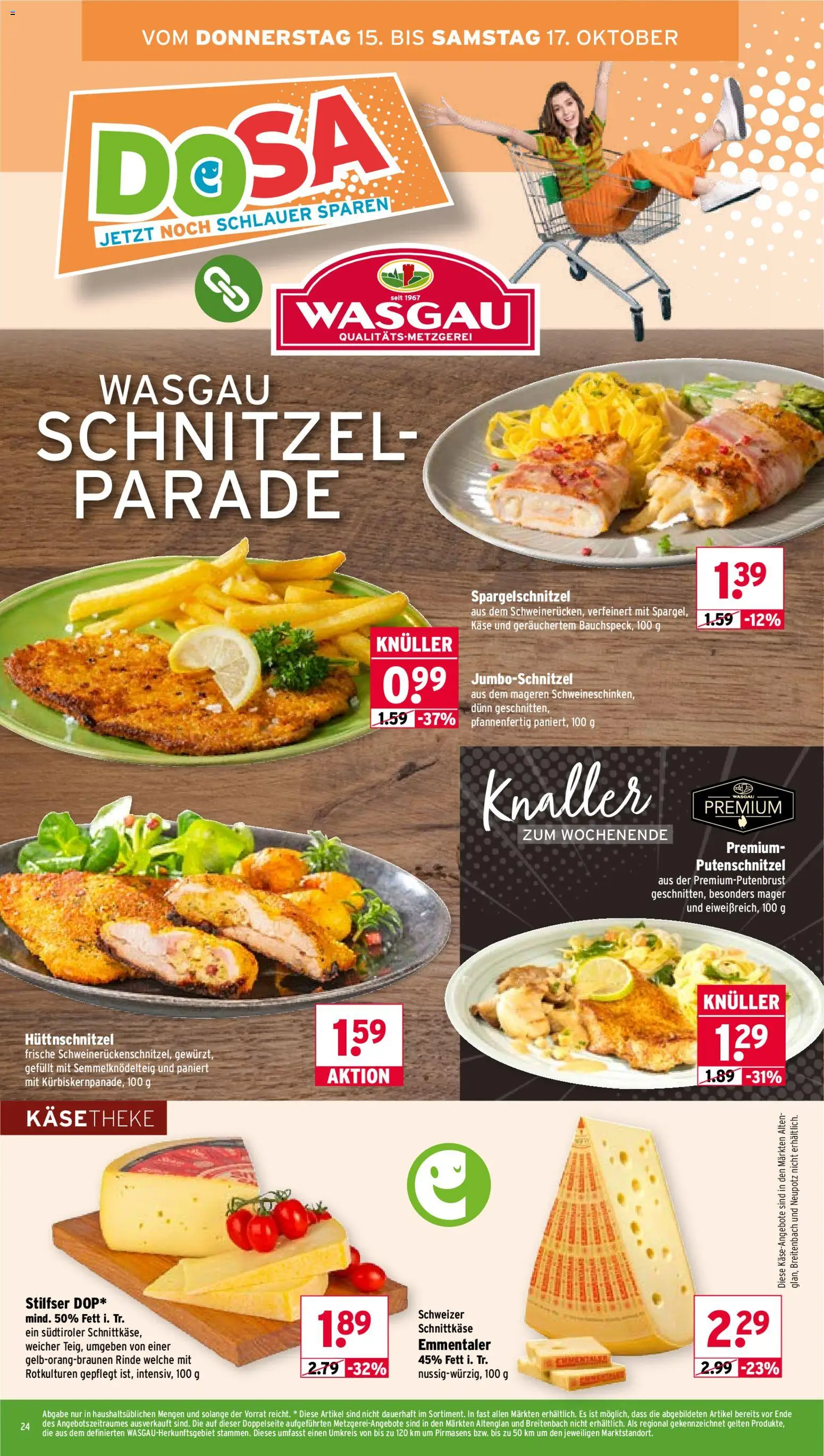 Wasgau Prospekt – gültig ab 12.10.2026 | Seite: 24 | Produkte: Käse, Schnitzel, Putenschnitzel