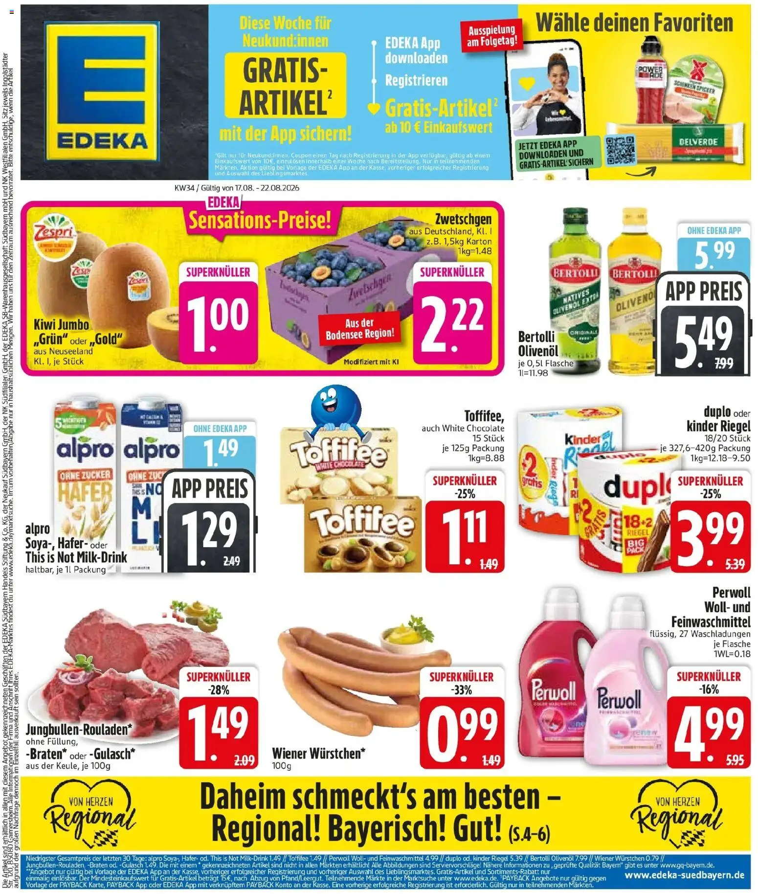 Edeka Prospekt Unterthingau – gültig ab 17.08.2026 | Seite: 3 | Produkte: Perwoll, Zwetschgen, Alpro, Kiwi