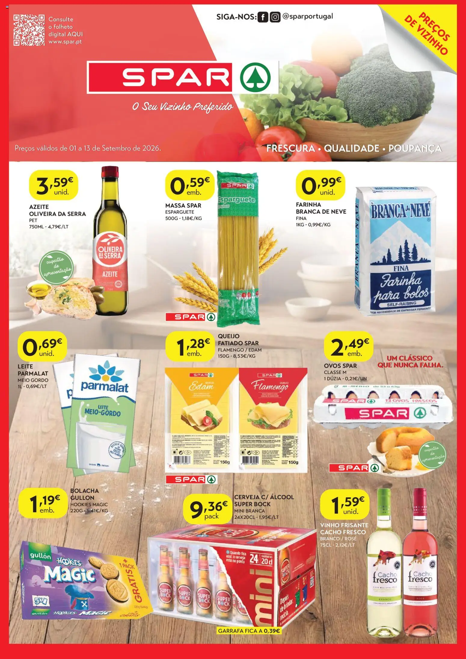 Spar - folheto │ válido de 01/09/2026 | Página: 1 | Produtos: Esparguete, Super bock, Queijo, Farinha