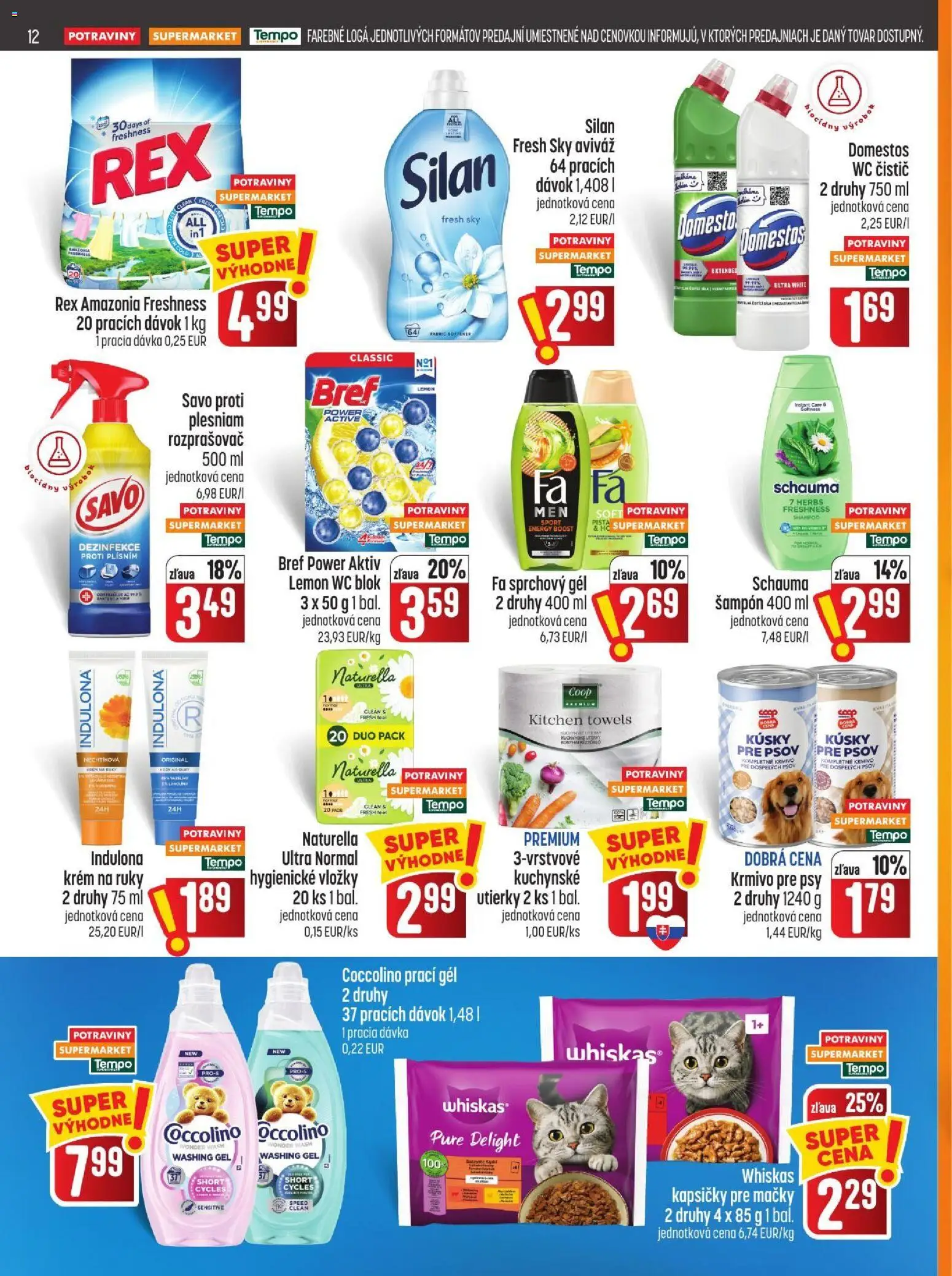Nové COOP Jednota akcie – leták je platný od 29.10.2026 | Strana: 12 | Produkty: Silan, Prací gél, Šampón, Coccolino