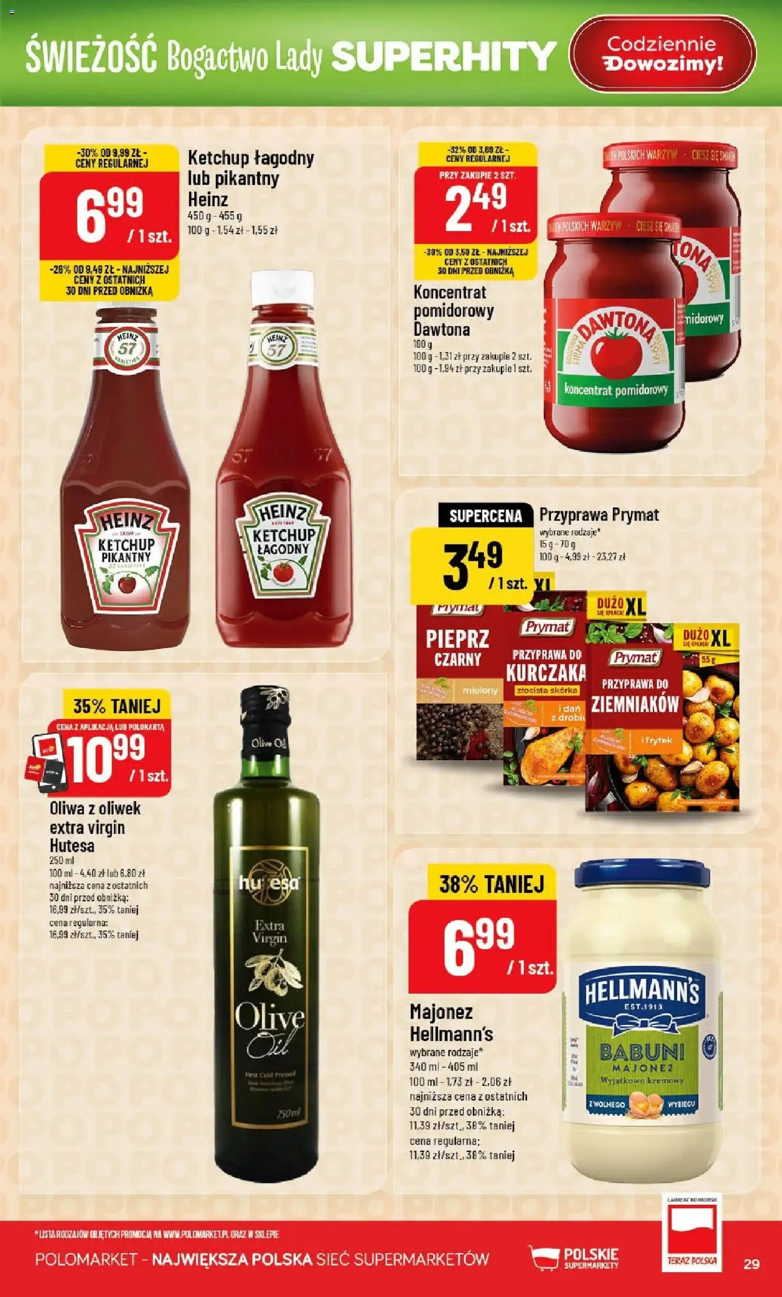 POLOmarket gazetka od 15.04.2026 | Strona: 29 | Produkty: Ketchup, Oliwa z oliwek, Oliwa z oliwek extra virgin, Pieprz